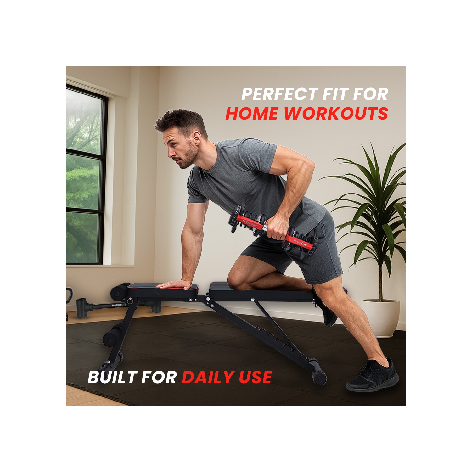 Banc de musculation ajustable et pliable MotionGrey, banc de musculation, banc d'entraînement pliable réglable pour entraînement musculaire complet,