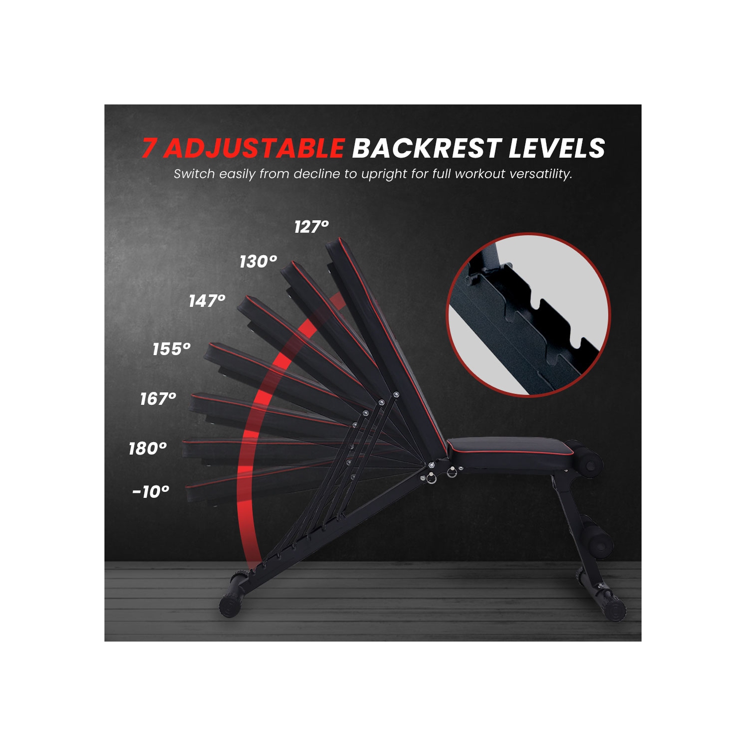 Banc de musculation ajustable et pliable MotionGrey, banc de musculation, banc d'entraînement pliable réglable pour entraînement musculaire complet,