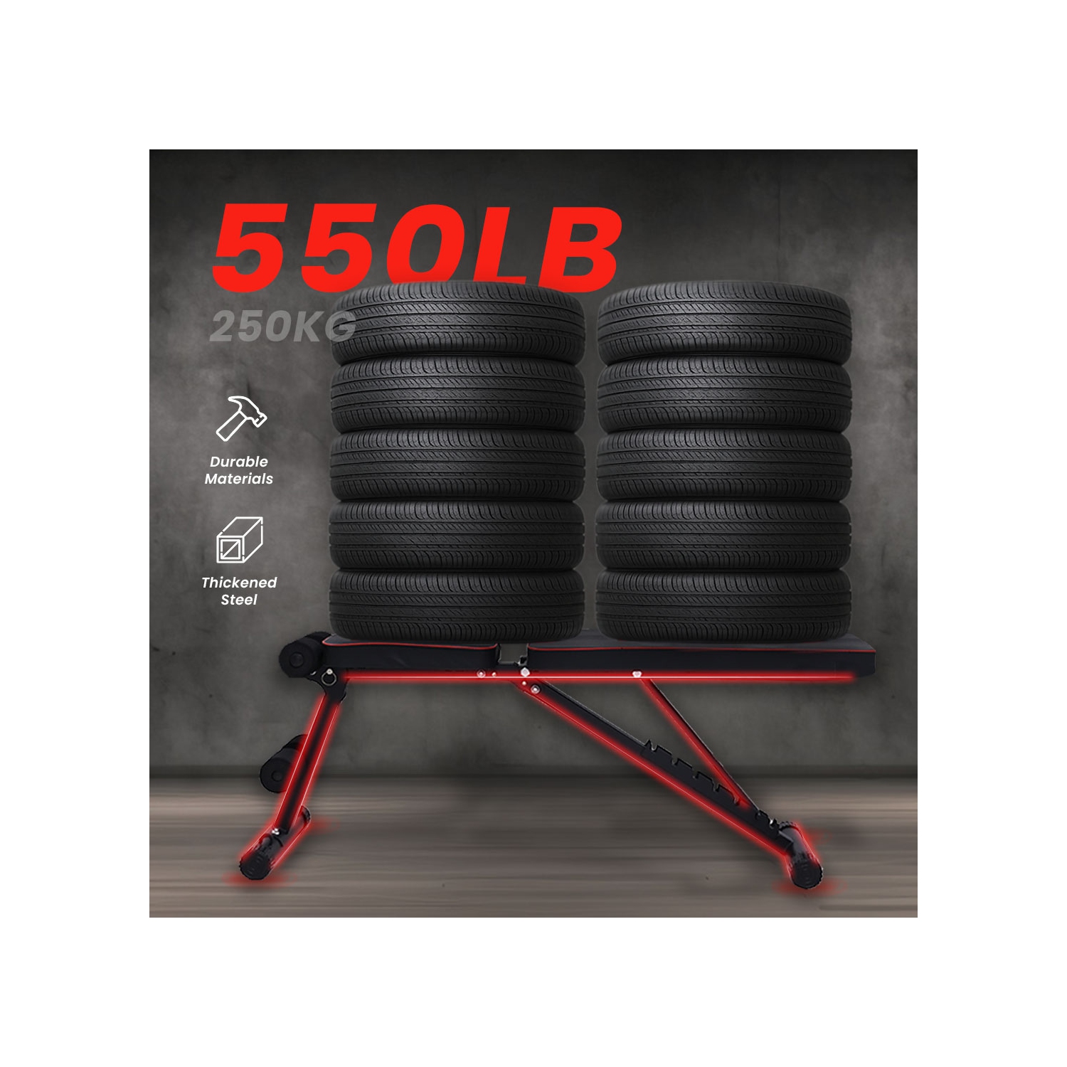 Banc de musculation ajustable et pliable MotionGrey, banc de musculation, banc d'entraînement pliable réglable pour entraînement musculaire complet,