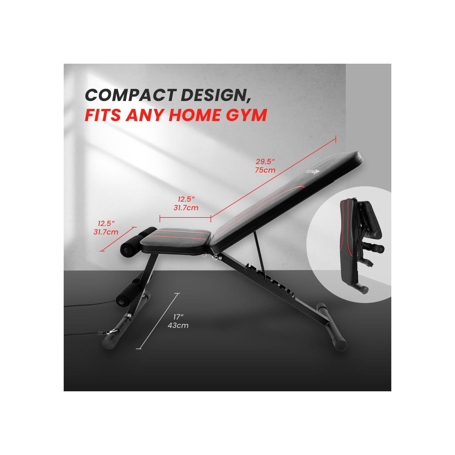 Banc de musculation ajustable et pliable MotionGrey, banc de musculation, banc d'entraînement pliable réglable pour entraînement musculaire complet,