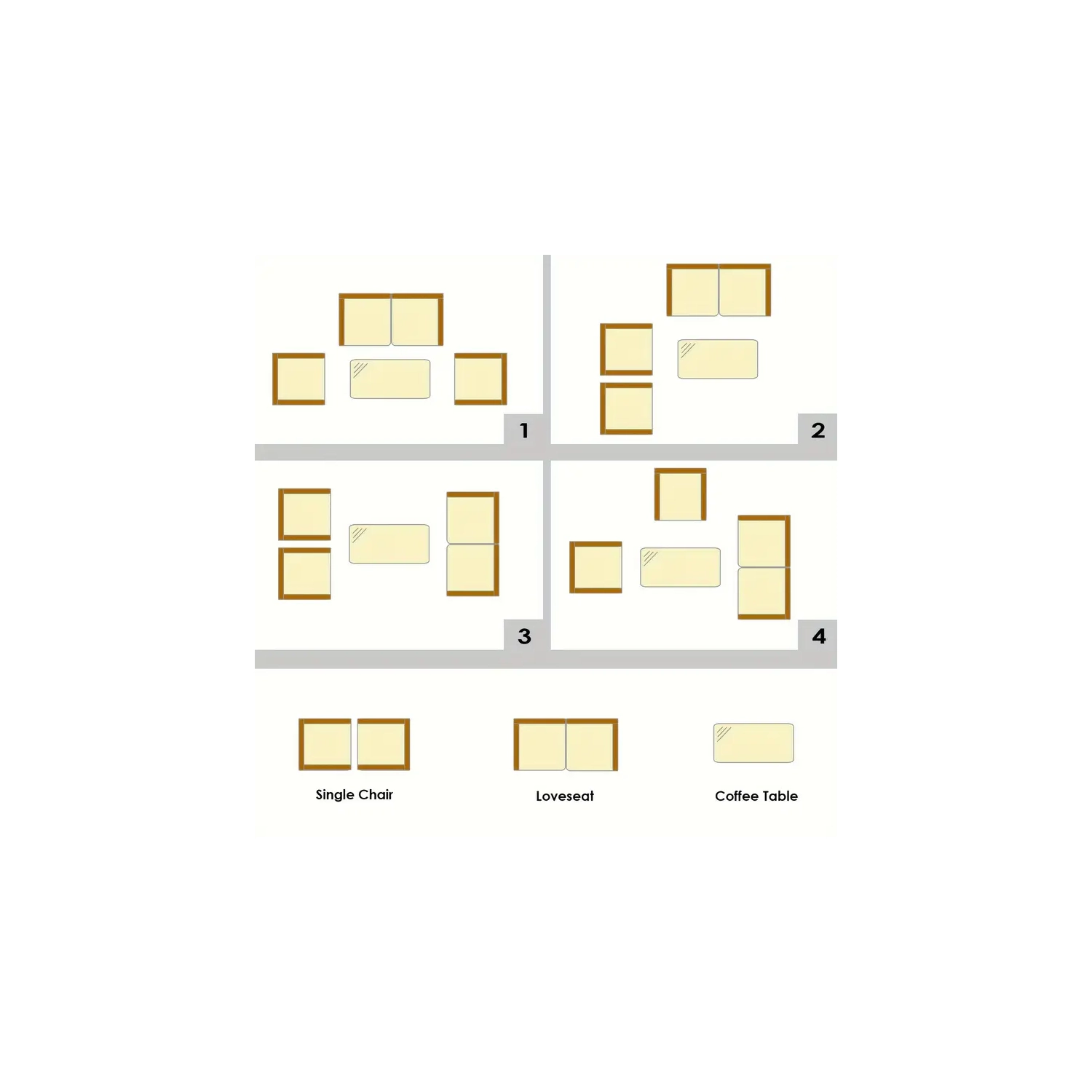 Ensemble de meubles de patio en rotin 4 pièces | canapé d'extérieur et table basse en verre trempé