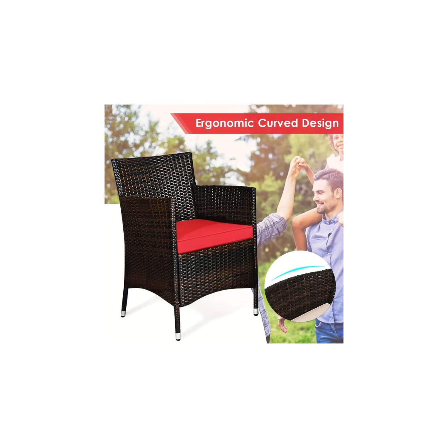 Ensemble de meubles de patio en rotin 4 pièces | canapé d'extérieur et table basse en verre trempé