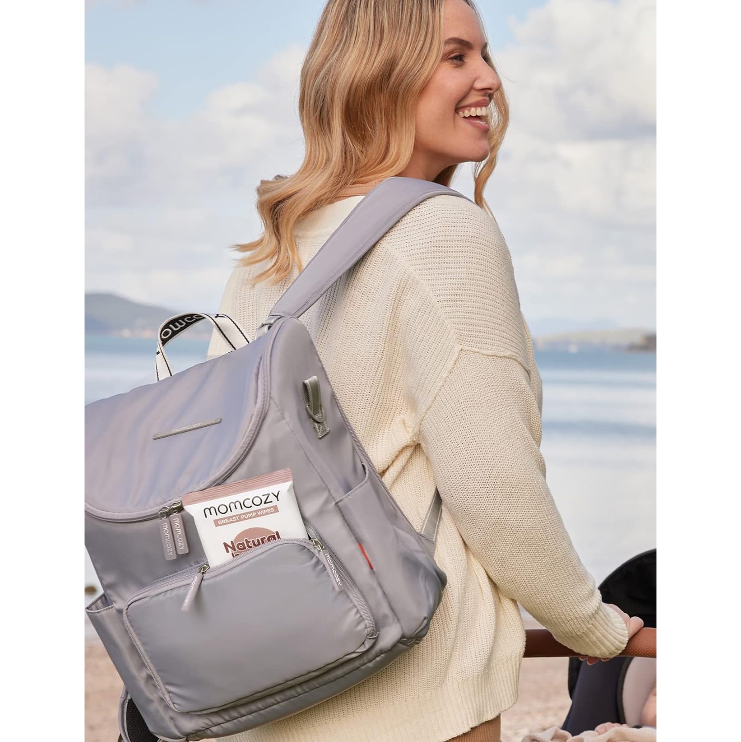 Momcozy Natural Breast Pump Wipes for Pump Parts Cleaning On-the-go, 30 Count, Flash Clean & Resealable Pump Wipes