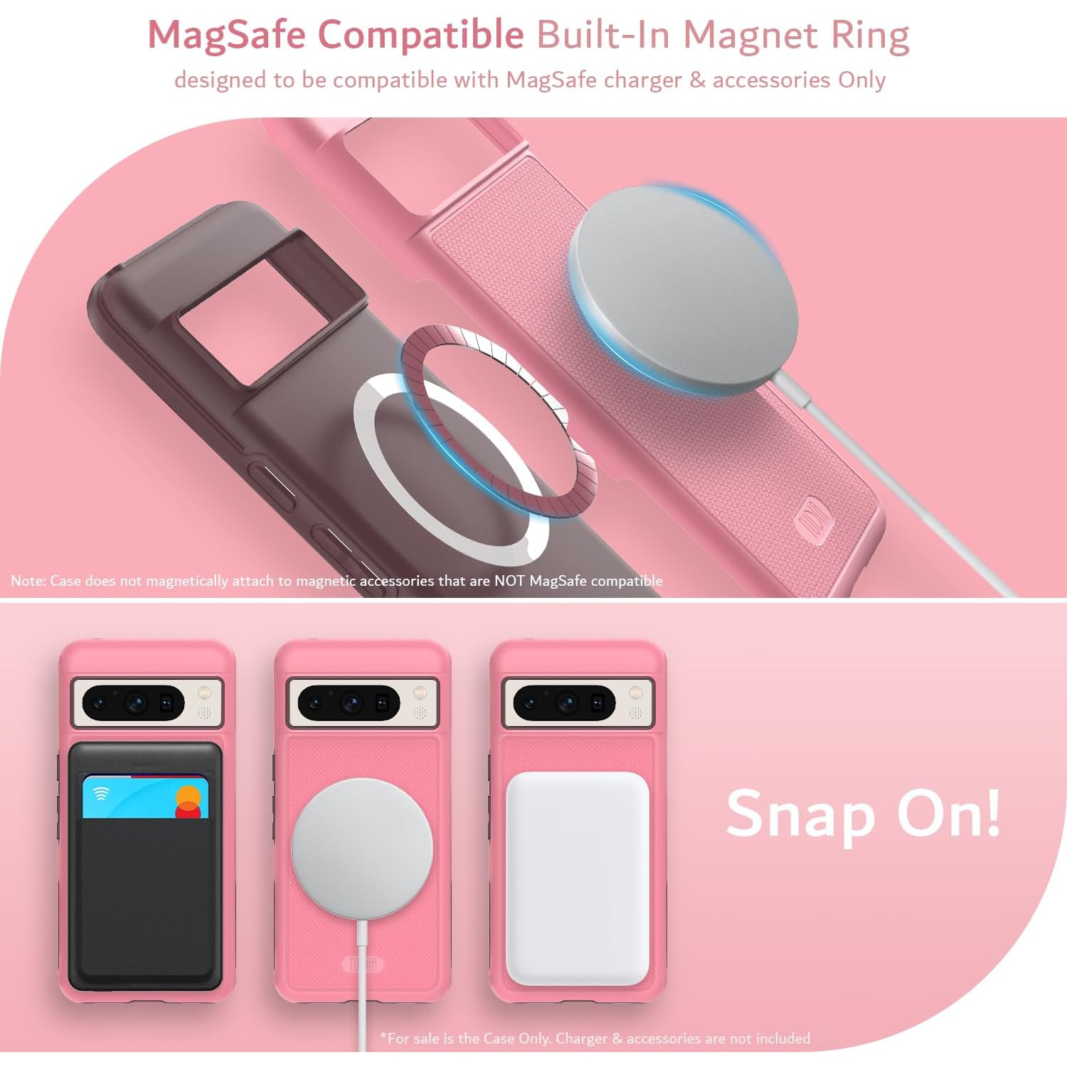 Étui MergeGrip de TUDIA pour Pixel 8 Pro de Google avec MagSafe - Rose fumé