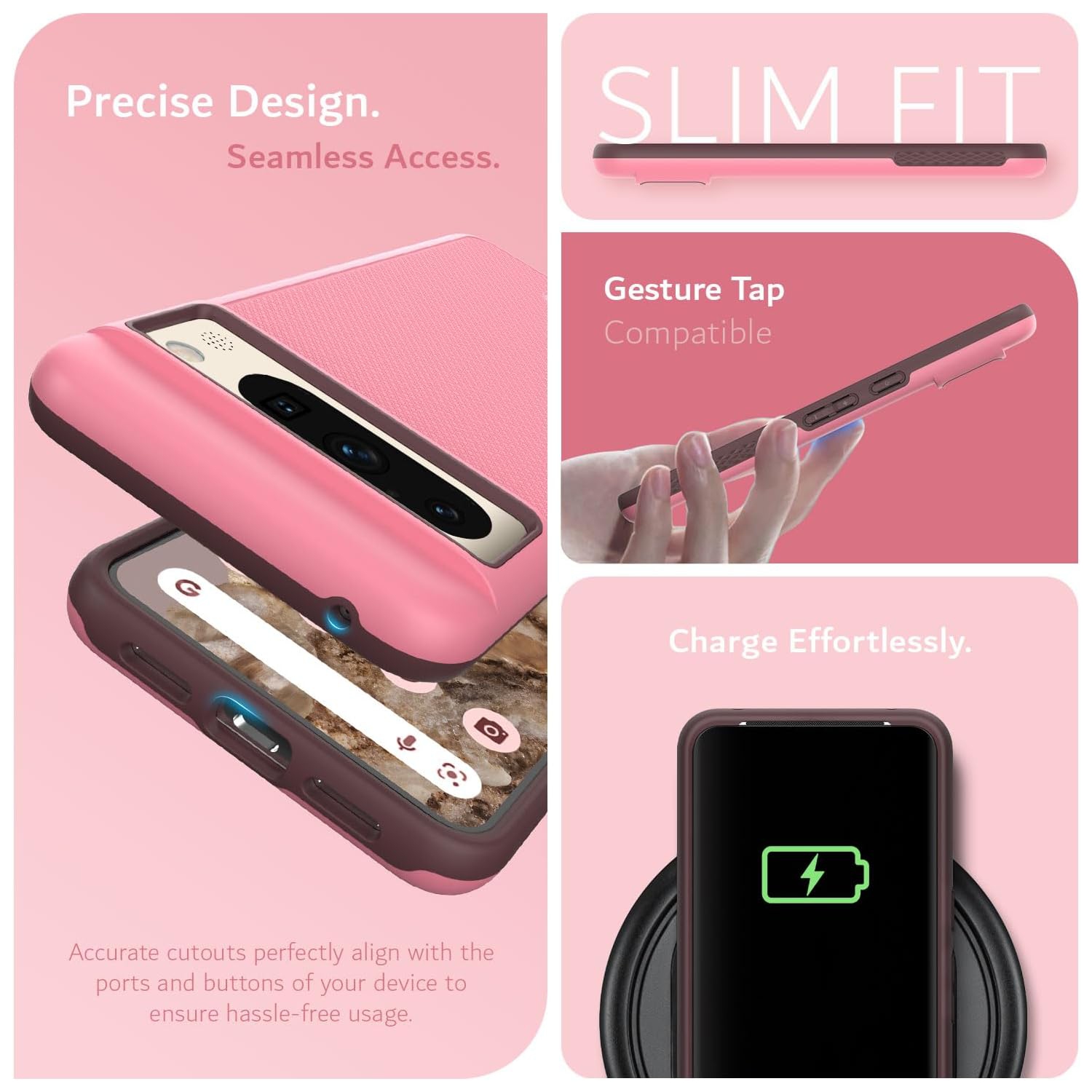 Étui MergeGrip de TUDIA pour Pixel 8 Pro de Google avec MagSafe - Rose fumé