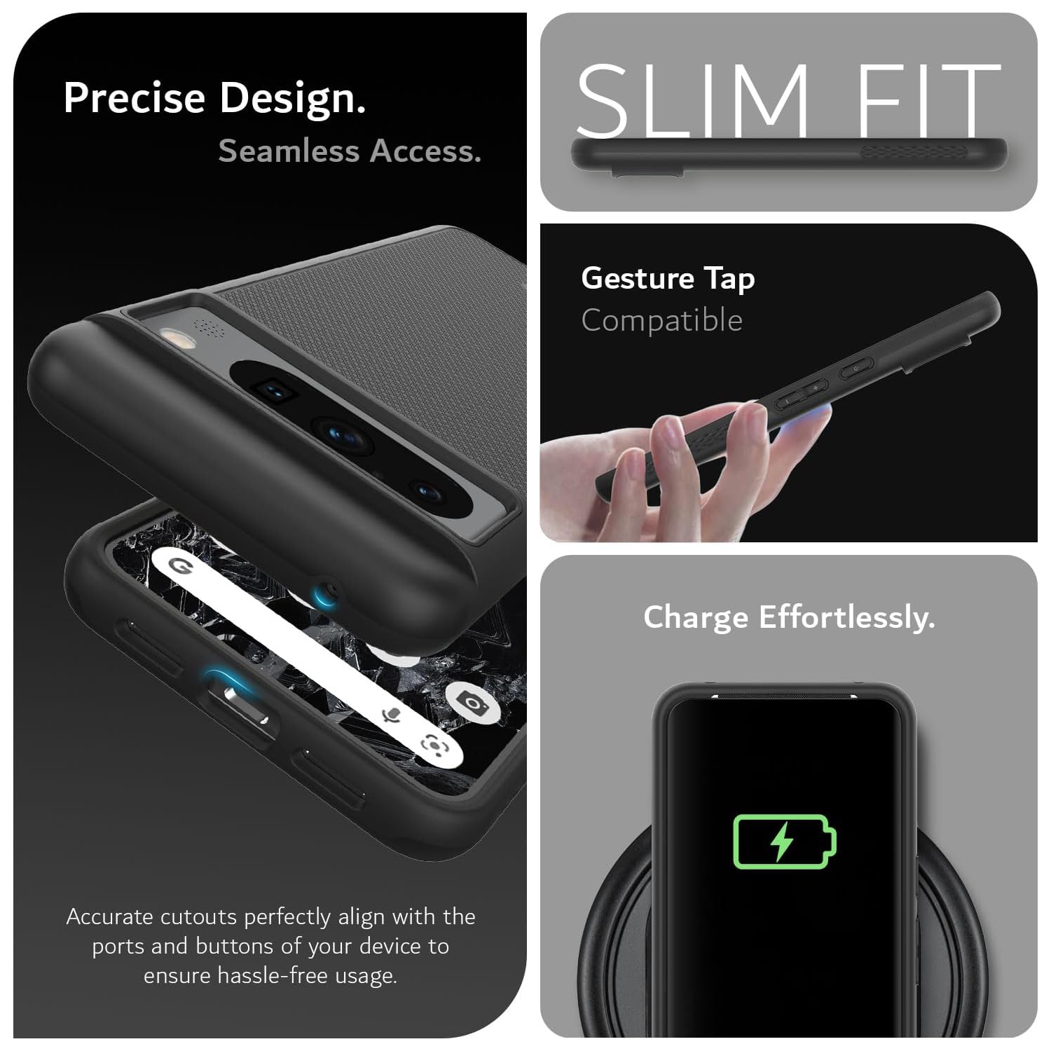 Étui MergeGrip de TUDIA compatible avec MagSafe pour Pixel 8 Pro de Google - Noir mat