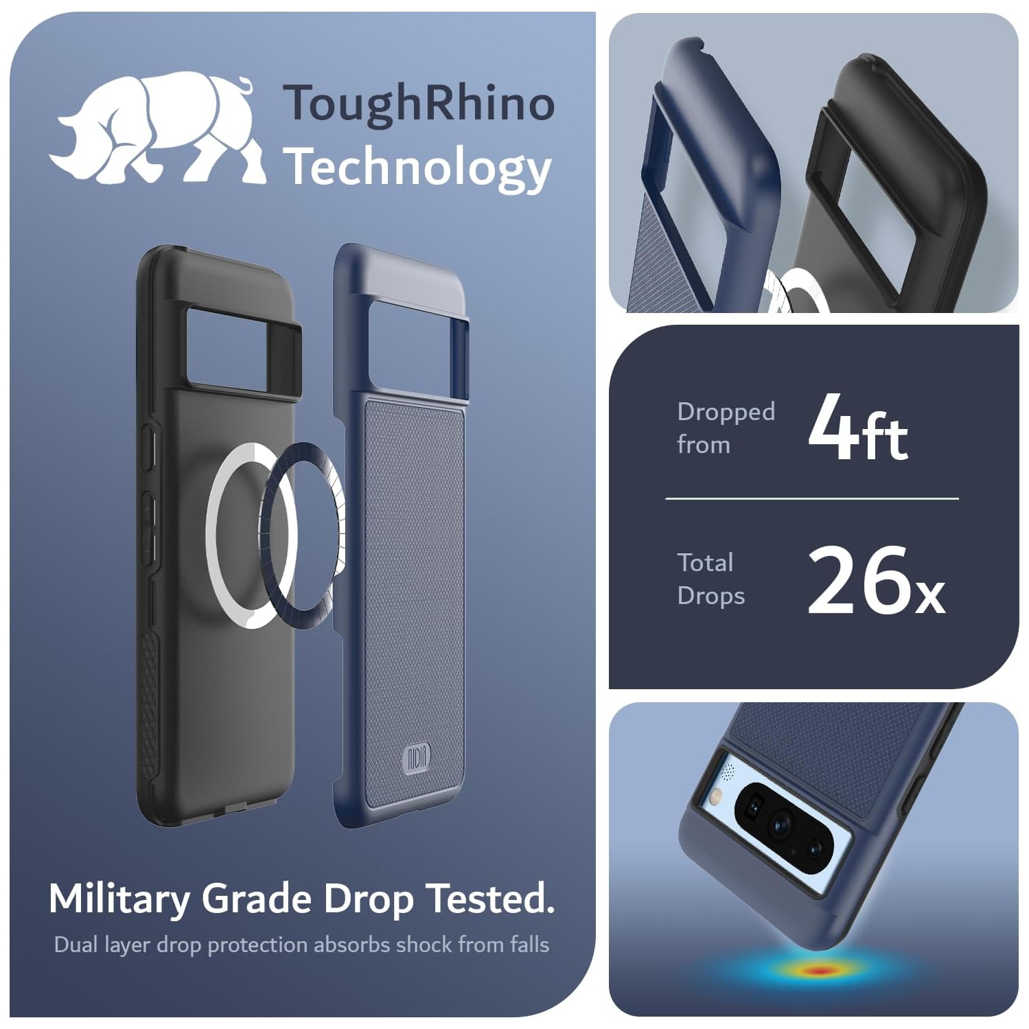 Étui MergeGrip de TUDIA pour Pixel 8 Pro de Google avec MagSafe - Indigo