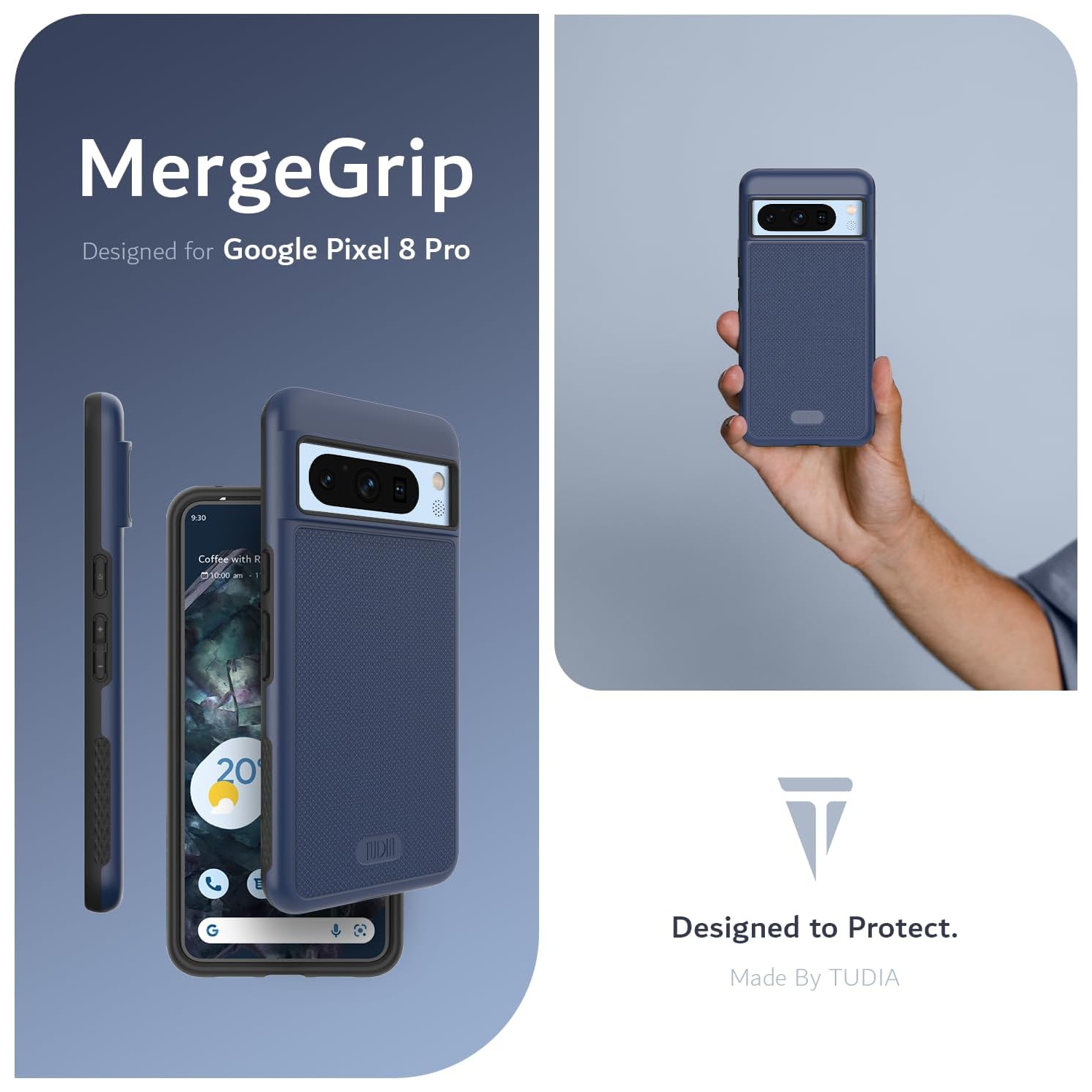 Étui MergeGrip de TUDIA pour Pixel 8 Pro de Google avec MagSafe - Indigo