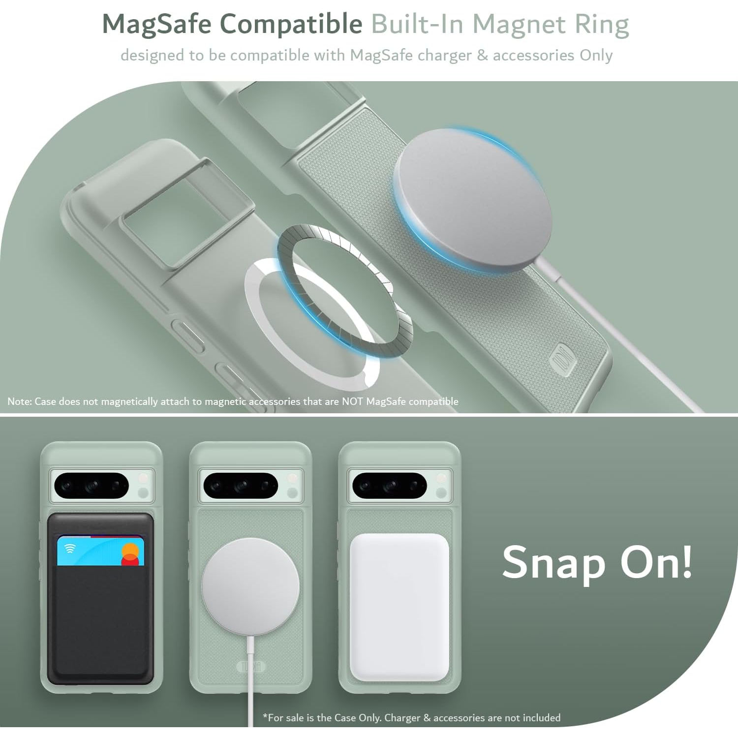 Étui MergeGrip de TUDIA pour Pixel 8 Pro de Google avec MagSafe - Lys verts