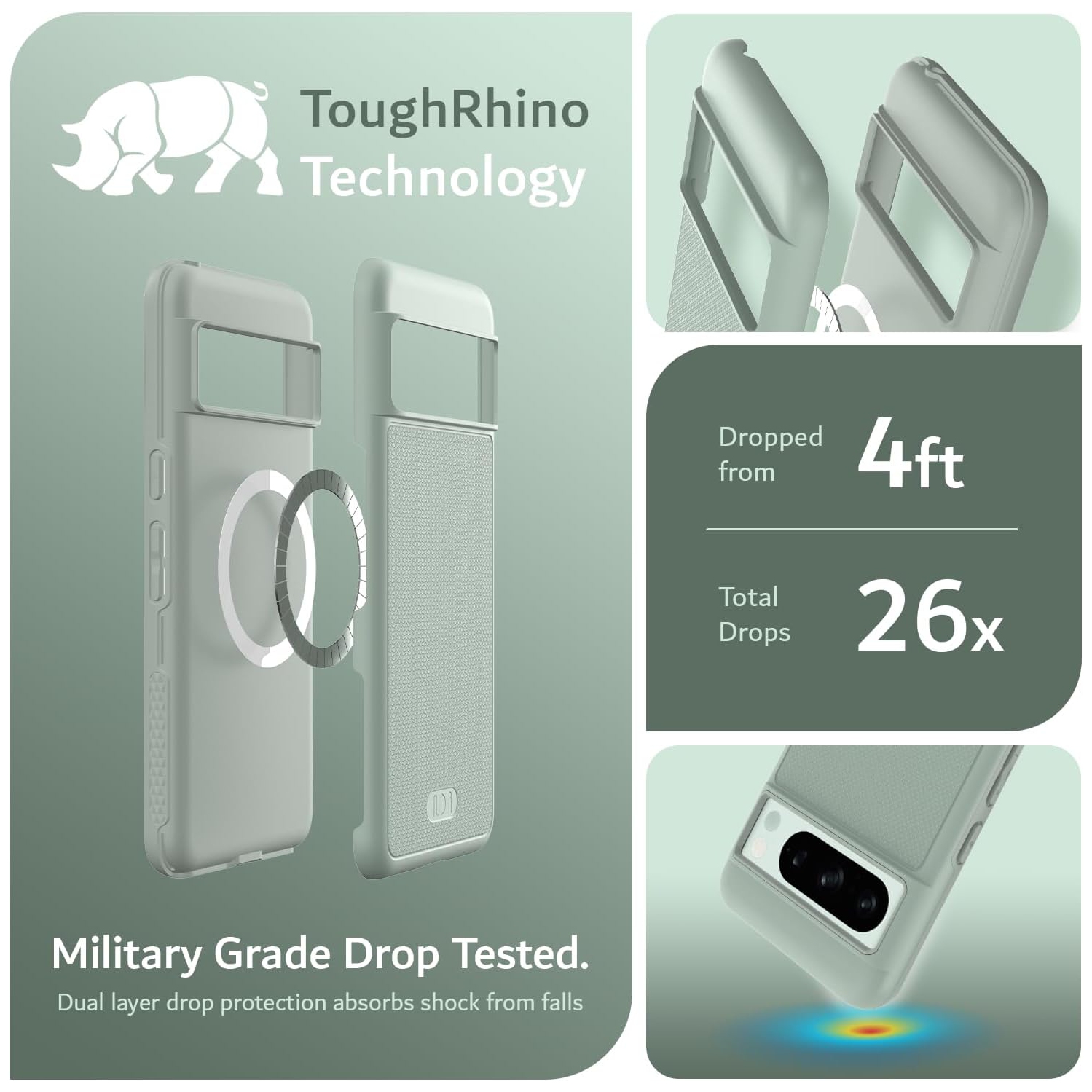 Étui MergeGrip de TUDIA pour Pixel 8 Pro de Google avec MagSafe - Lys verts