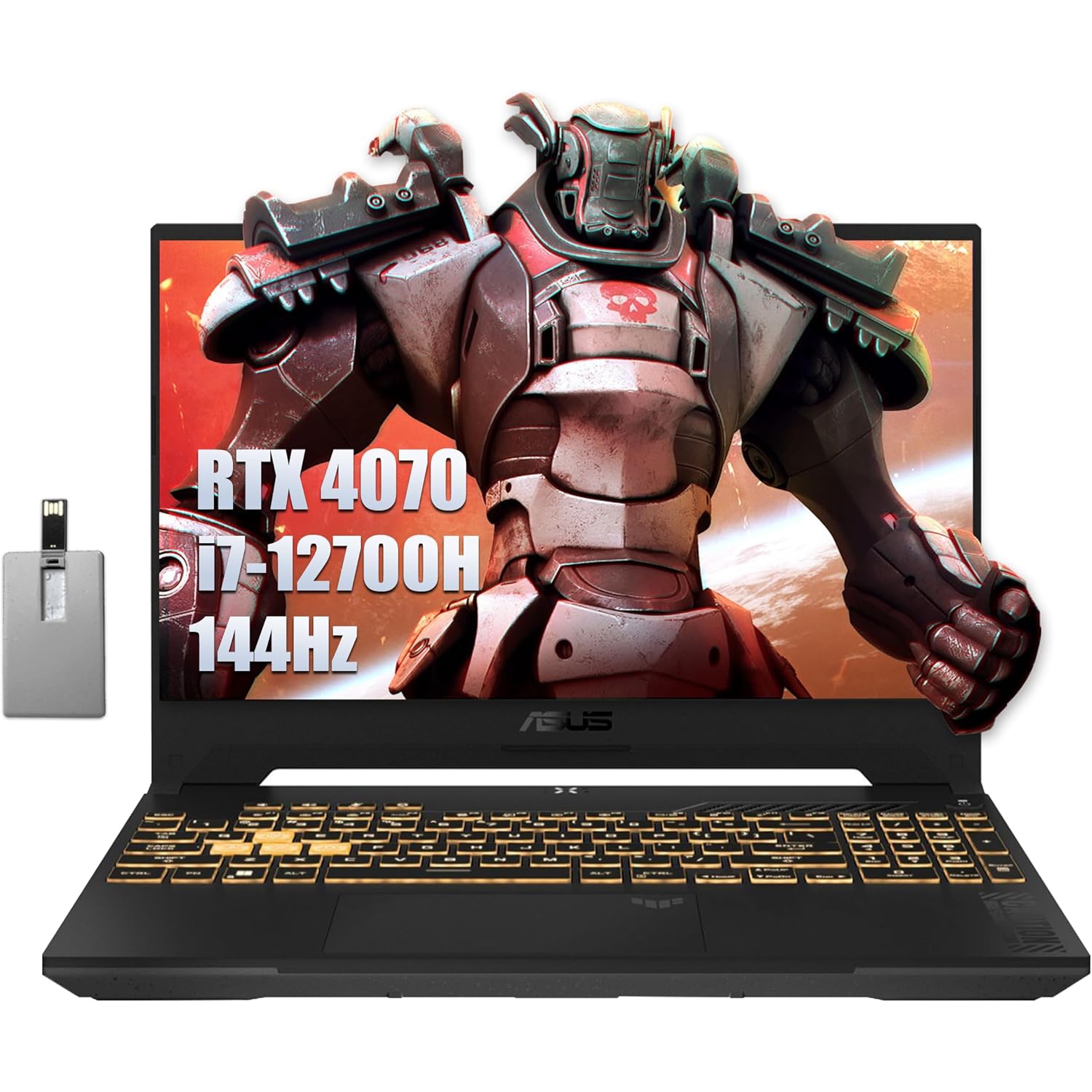 ASUS TUF F15 15.6" 144Hz FHD Gaming Laptop, Intel Core i7-12700H, NVIDIA GeForce RTX 4070, 2TB SSD, 32GB RAM, RGB Keyboard, Smart AMP Audio, Gray, Win 11 Pro, 32GB Hotface USB Card