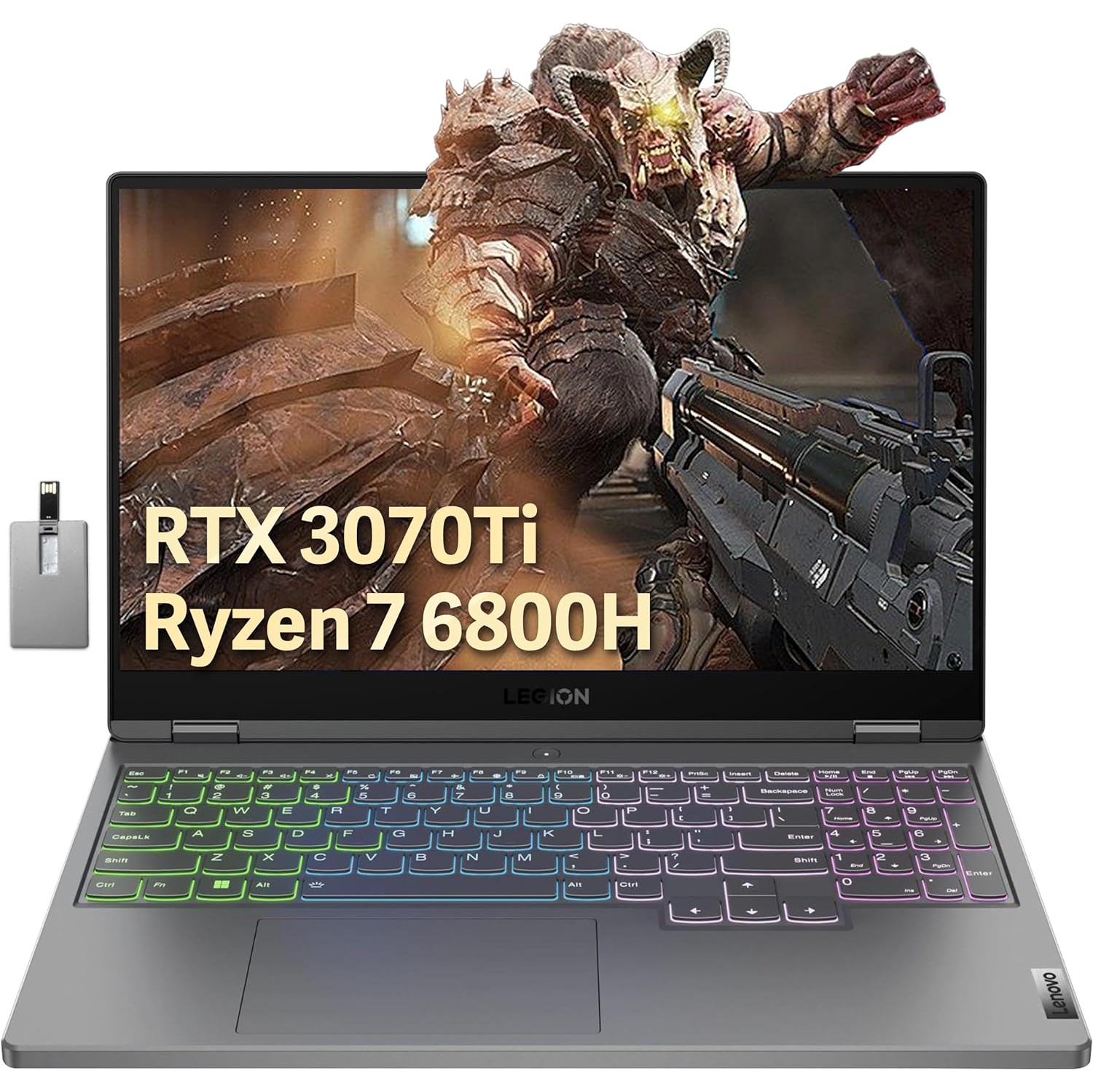 Lenovo Legion 5 Pro 16" QHD 165Hz Gaming Laptop, AMD Ryzen 7 6800H, 512GB SSD,16GB DDR5, NVIDIA GeForce RTX 3070Ti 8G, 4-Zone RGB Backlit Keyboard, Win 11, 32GB Hotface USB Card