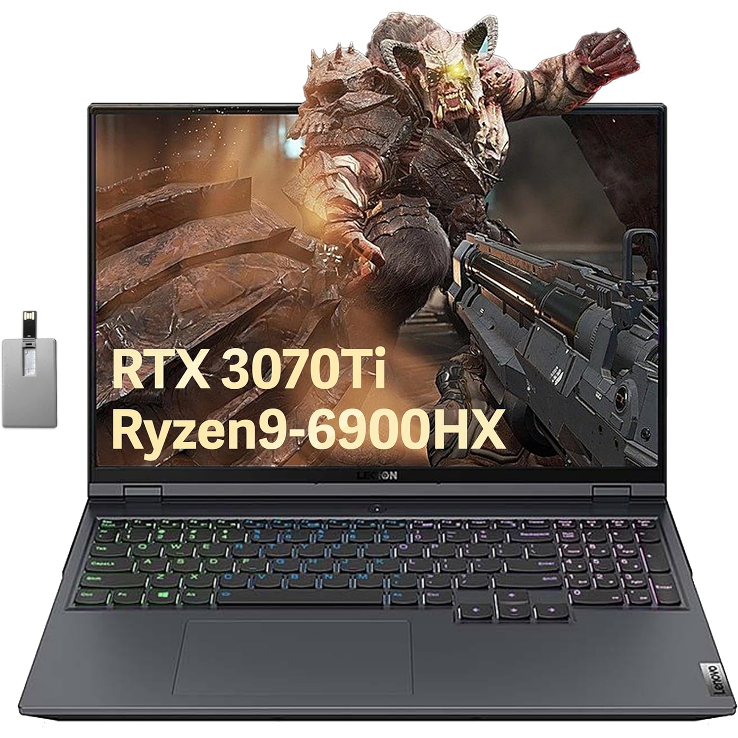 Lenovo Legion 5 Pro 16" QHD 165Hz Gaming Laptop, AMD Ryzen 9 6900HX, 2TB PCIe SSD, 64GB DDR5 RAM, NVIDIA GeForce RTX 3070Ti, Backlit Keyboard, Grey, Win 11, 32GB Hotface USB Card