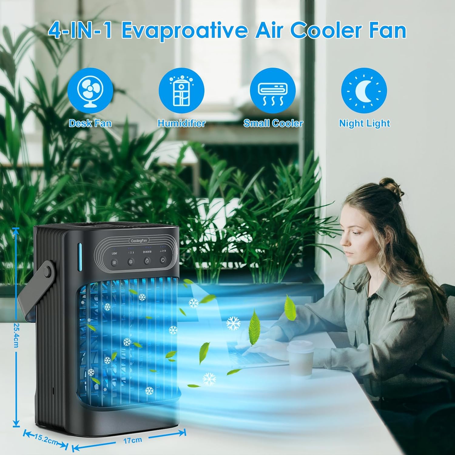 VICELEC Portable Air Conditioners Cooling Fan, Upgraded Evaporative Mini Air Conditioner Portable with 3 Cool Mist & Speeds