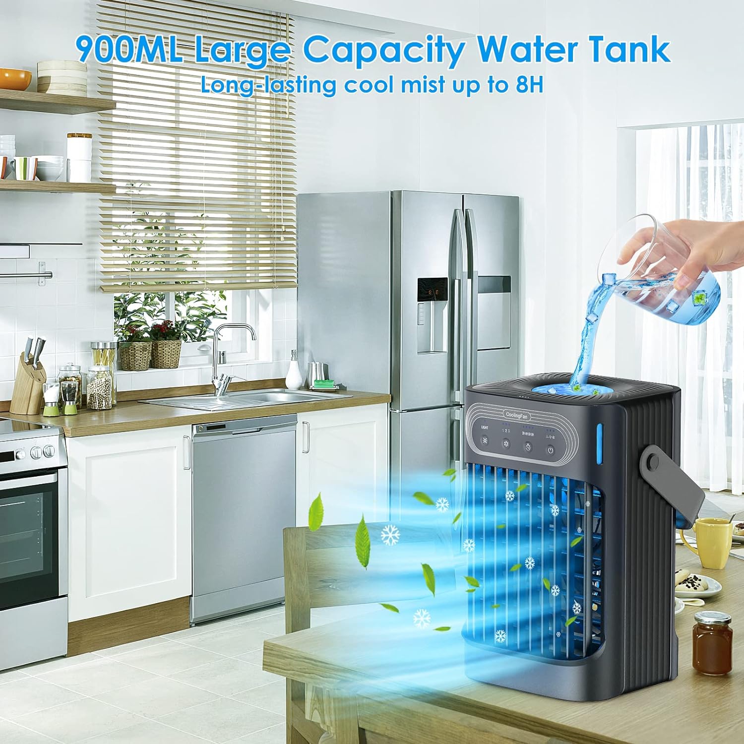 VICELEC Portable Air Conditioners Cooling Fan, Upgraded Evaporative Mini Air Conditioner Portable with 3 Cool Mist & Speeds