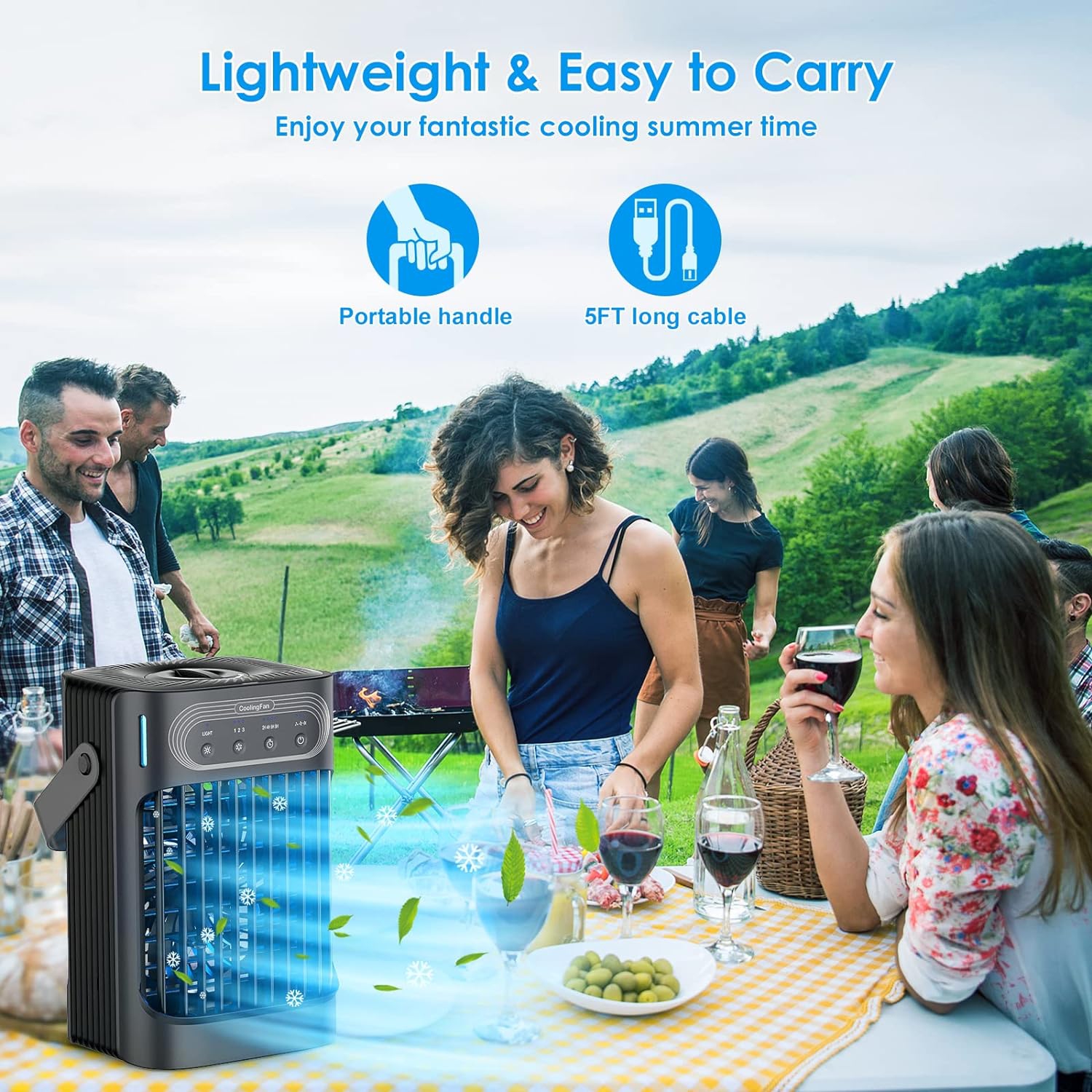 VICELEC Portable Air Conditioners Cooling Fan, Upgraded Evaporative Mini Air Conditioner Portable with 3 Cool Mist & Speeds