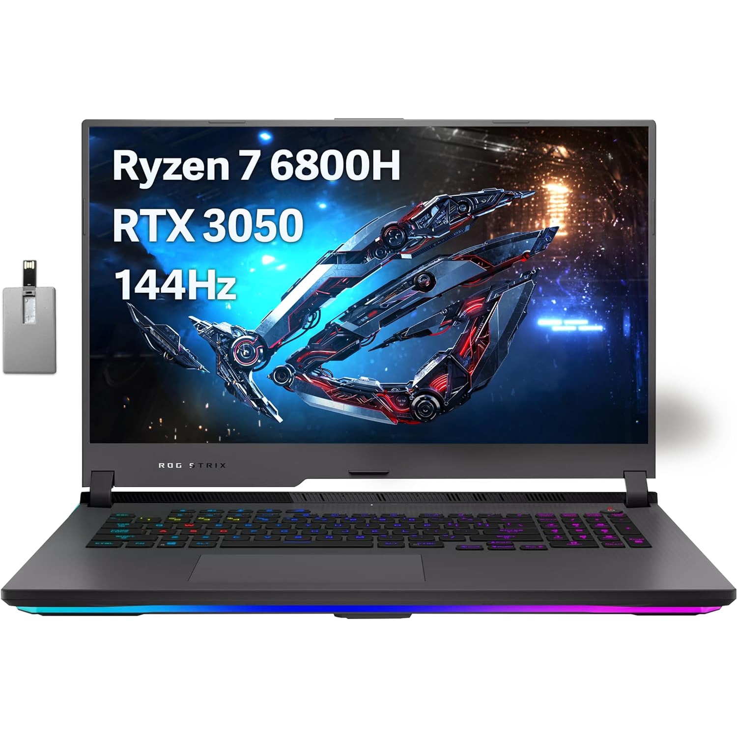 ASUS ROG Strix G17 17.3" 144Hz FHD Gaming Laptop, AMD Ryzen 7 6800H, NVIDIA GeForce RTX 3050, 2TB SSD, 32GB DDR5, ROG Intelligent Cooling, Win 11 Pro, Gray, 32GB Hotface USB Card