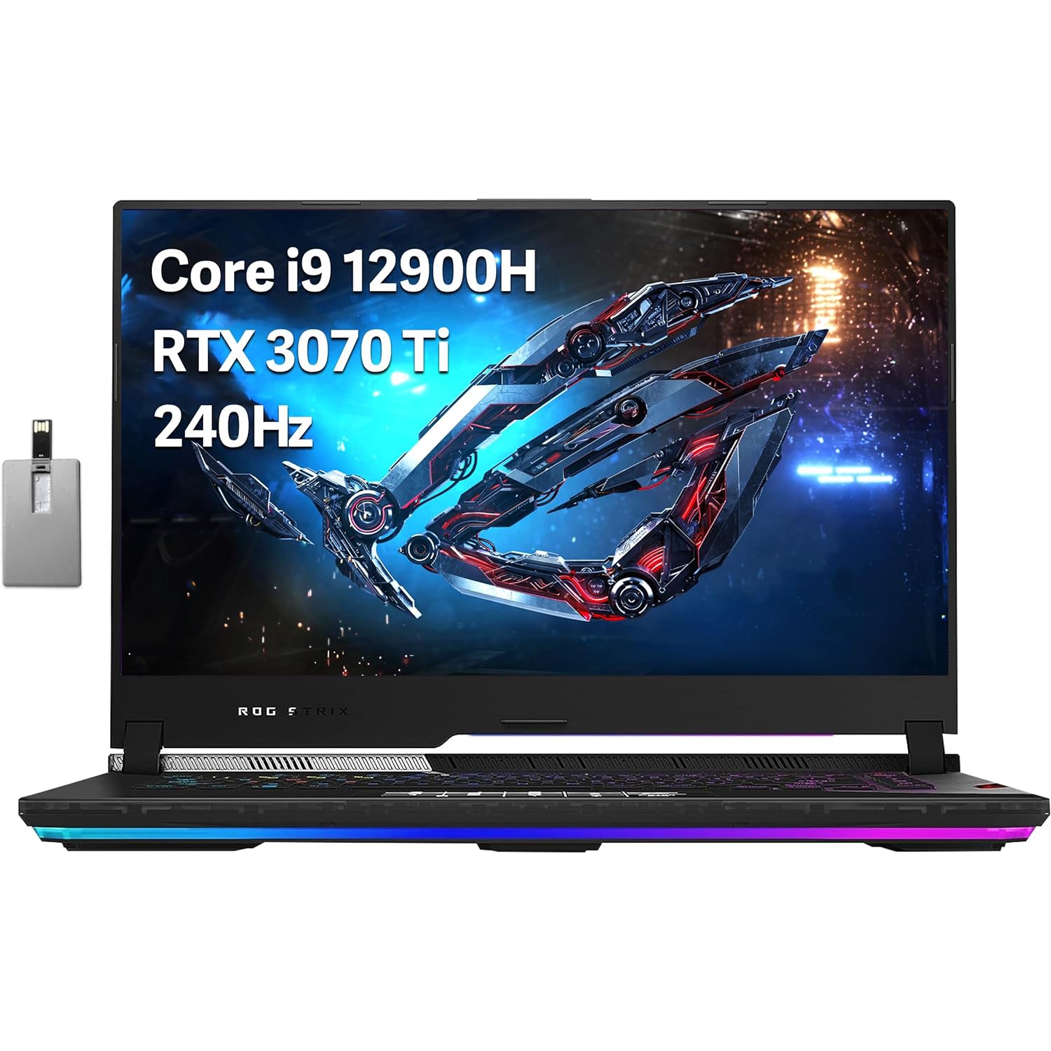 ASUS ROG Strix Scar 15 15.6" 240Hz QHD Gaming Laptop, Intel Core i9-12900H, 2TB PCIe SSD, 32GB DDR5 RAM, Per-Key RGB Keyboard, GeForce RTX 3070 Ti, Win 11 Pro, Black, 32GB USB Card