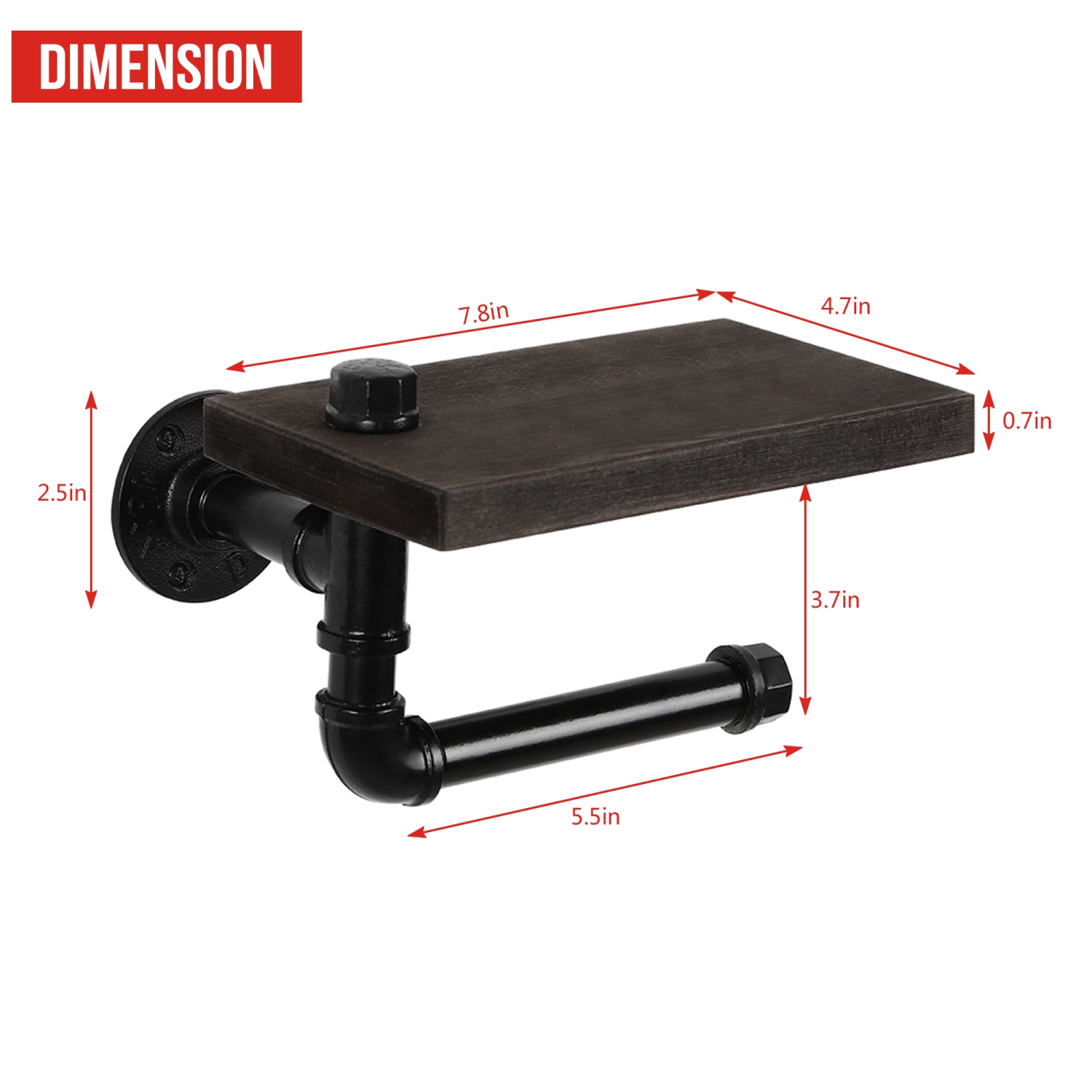 Tubular Toilet Paper Holder - Bathroom Wall Mounting Brackets