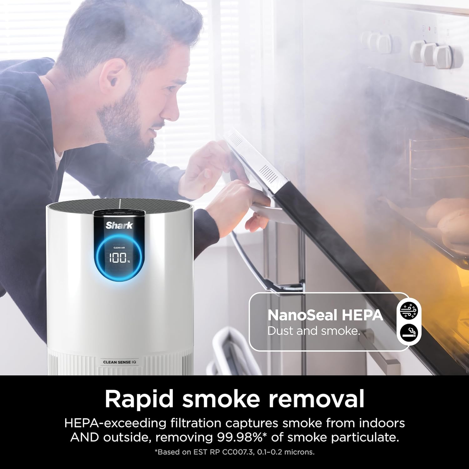 Shark HP102PK2 Air Purifier Two Pack with True HEPA, Cleans up to 500 sq. ft. Captures 99.98% of Particles, dust, allergens, Smoke up to 0.1–0.2