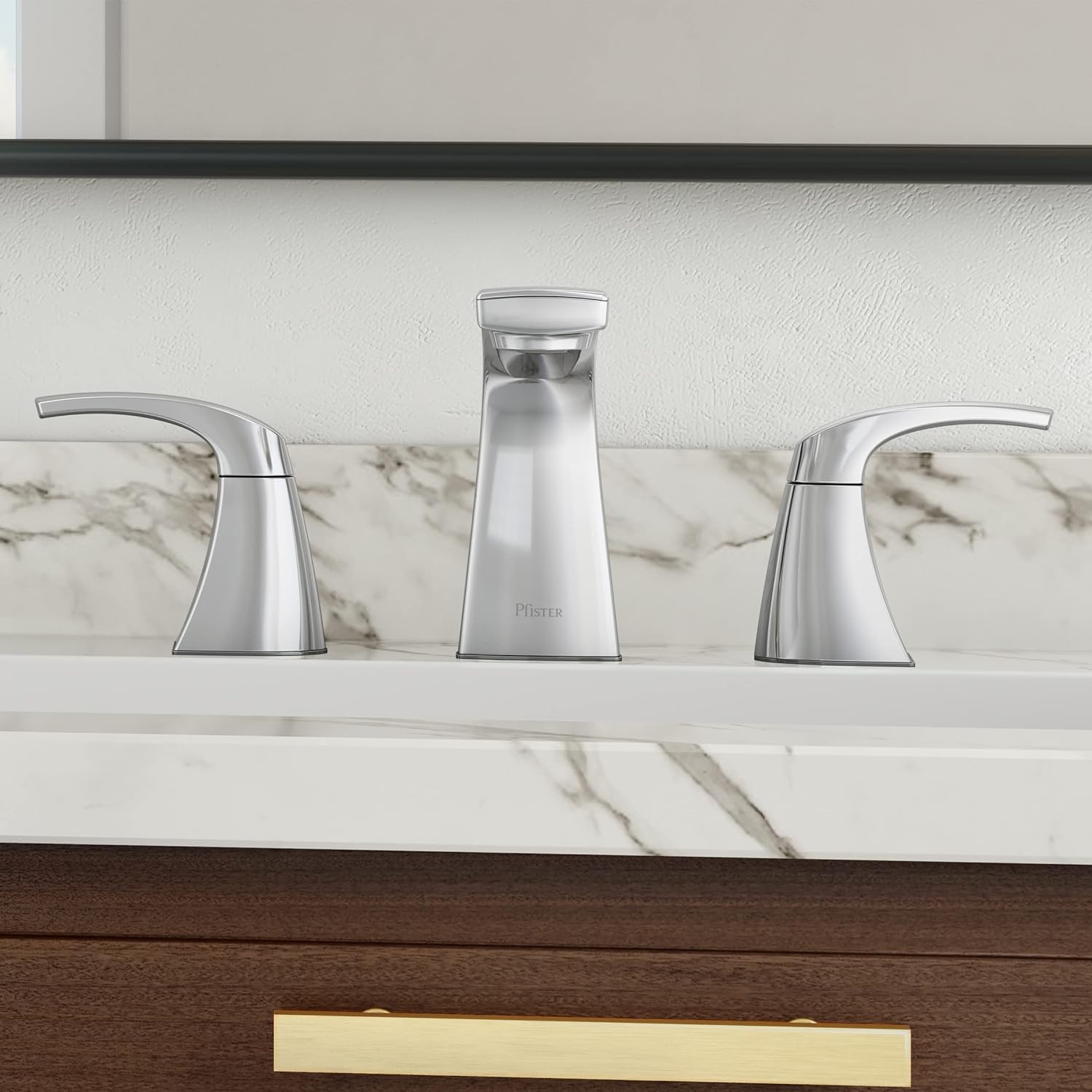 Pfister Karci Bathroom Sink Faucet, 8-Inch Widespread, 2-Handle, 3-Hole, Polished Chrome Finish, LF049KACC