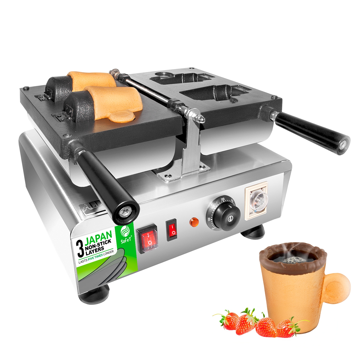 AP-188 Waffle Coffee Cup Maker | 2 Pcs | 3-Layer Japanese Nonstick Coating | 110V