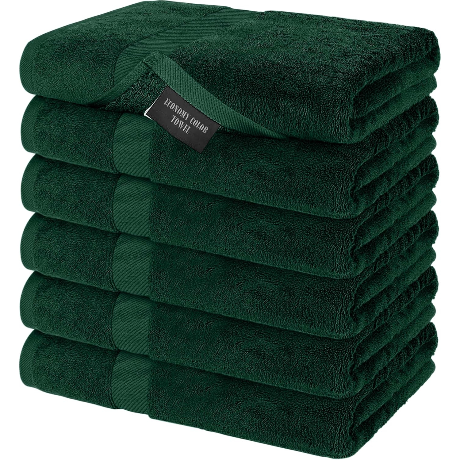 Ensemble de 6 serviettes de bain vert chasseur Canadian Linen Imperial Basic pour salle de bain 24 x x48 po 100 % coton éponge moyen serviette mince