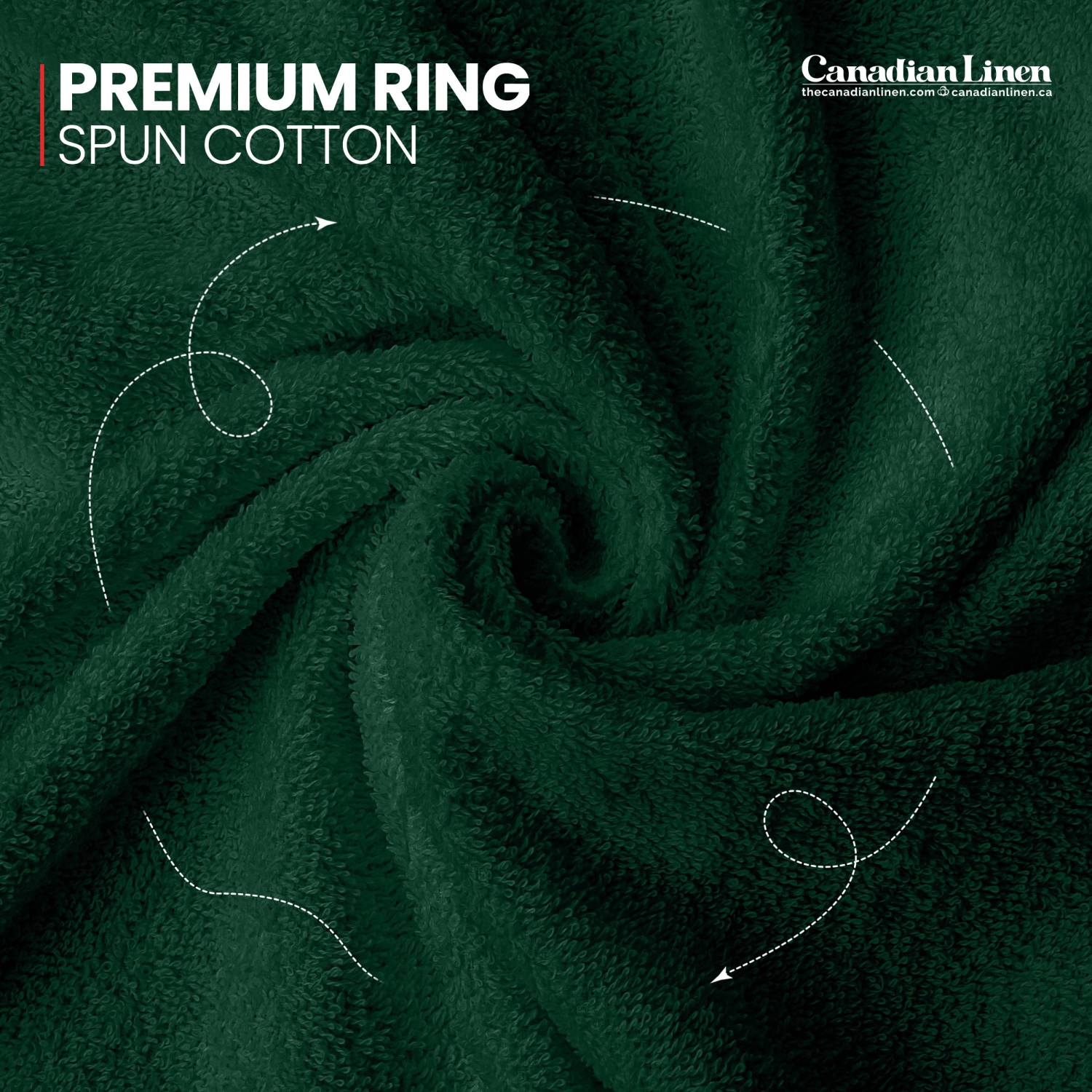 Canadian Linen Imperial Towels, Pack of 6 Soft Absorbent Cotton Lightweight Quick Dry Towel for Home Salon, Hunter Green