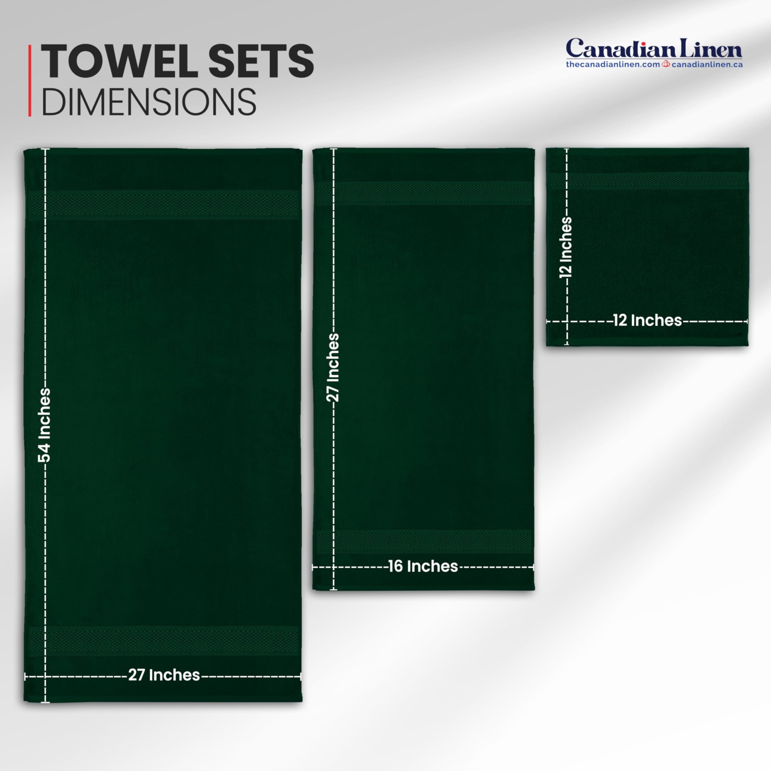 Canadian Linen Imperial Towels, Pack of 6 Soft Absorbent Cotton Lightweight Quick Dry Towel for Home Salon, Hunter Green