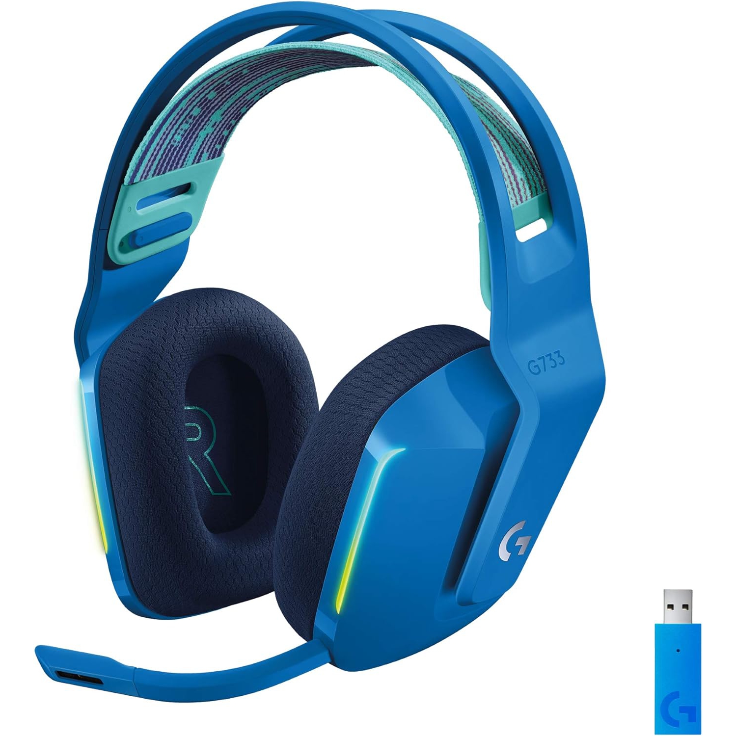 Refurbished (Excellent)- Logitech G733 Lightspeed Wireless Gaming Headset with Suspension Headband- Blue