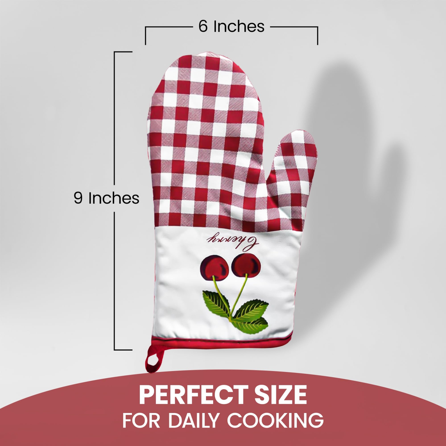 Canadian Linen Oven Mitts, 180°C Heat Resistant Cotton Non Slip Machine Washable Oven Gloves for Kitchen, Cooking BBQ Grilling, Red Checkered Contrast