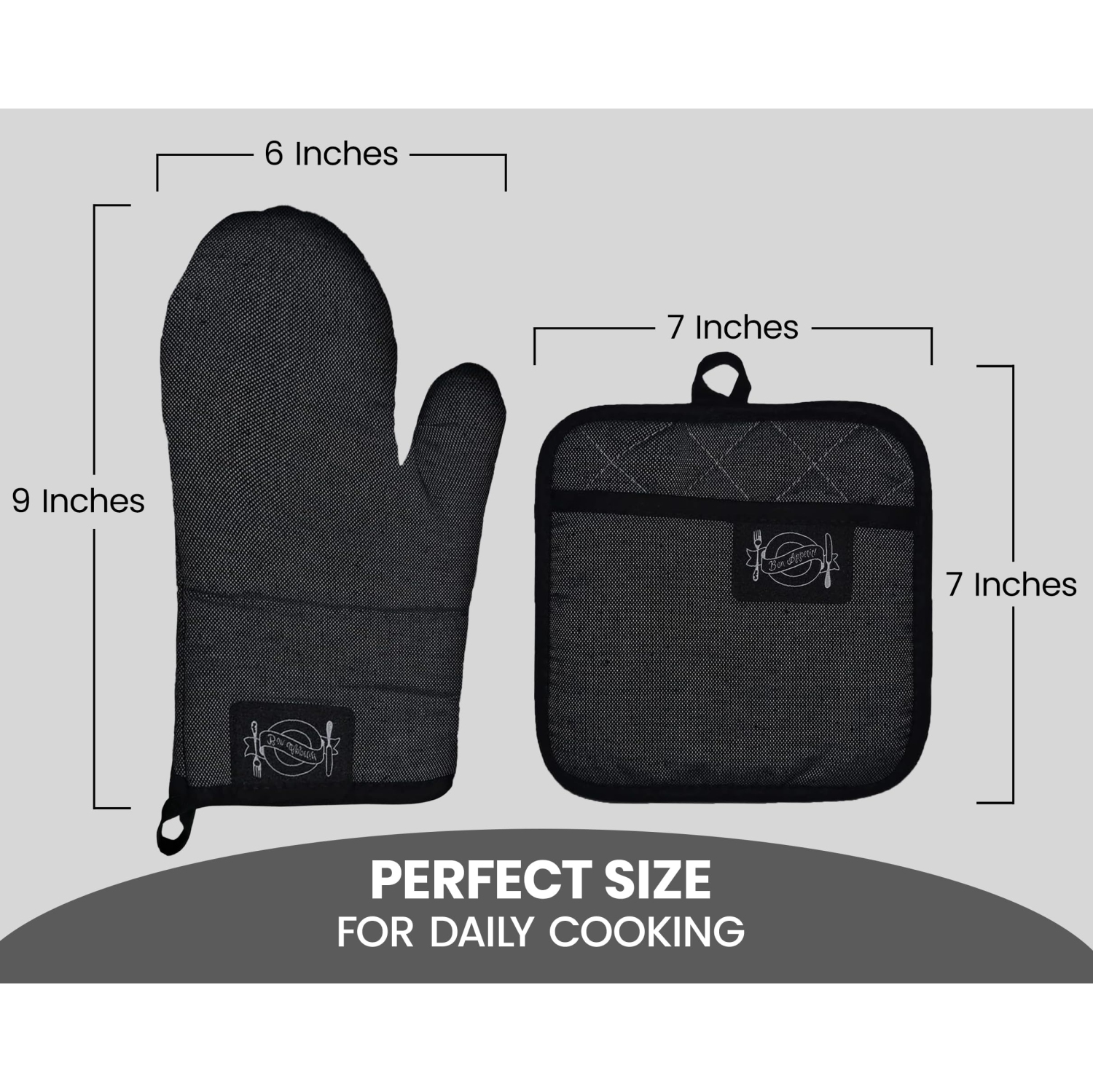 Canadian Linen Oven Mitt, 180°C Heat Resistant Cotton Non Slip Grip Cotton Terrycloth Oven Mitt for Kitchen Cooking Baking BBQ Grilling, Grey Contrast