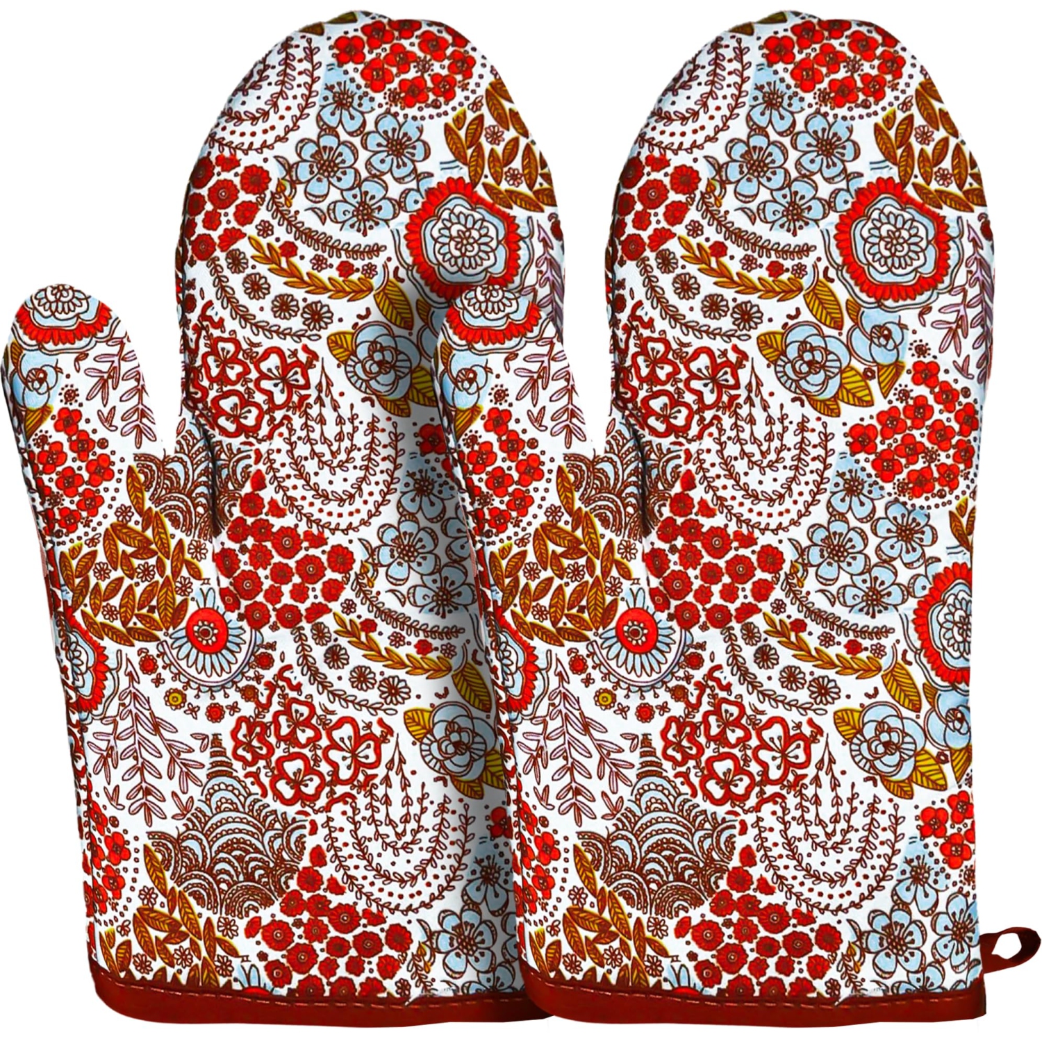 Canadian Linen Oven Mitts, 180°C Heat Resistant Cotton Non Slip Grip Machine Washable Oven Mitts for Baking Microwave Kitchen Cooking, Orange Printed