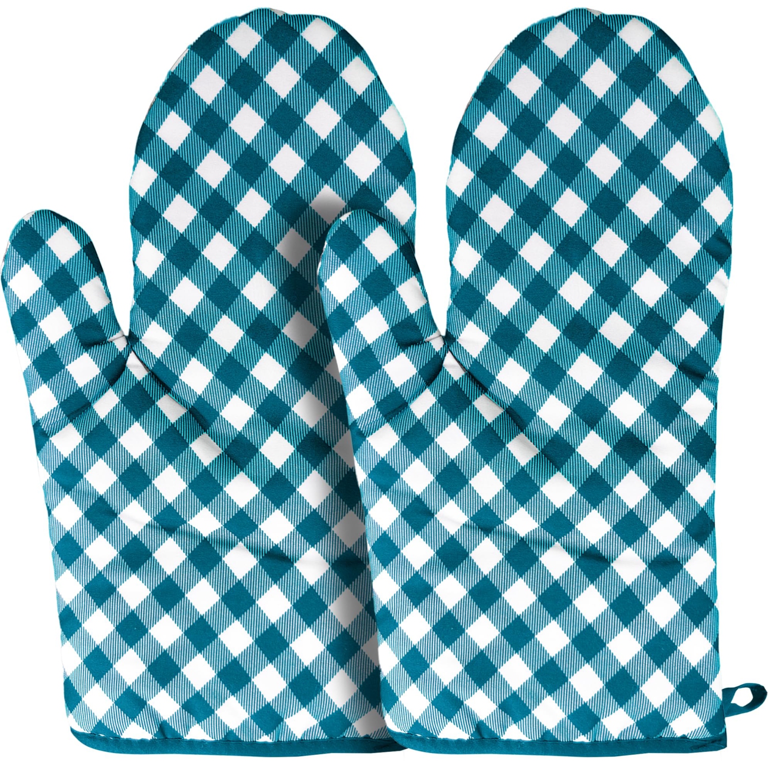 Canadian Linen Oven Mitts, 180°C Heat Resistant Cotton Non Slip Grip Terrycloth Gloves for Kitchen Microwave Cooking Baking Grilling BBQ Gloves, Blue