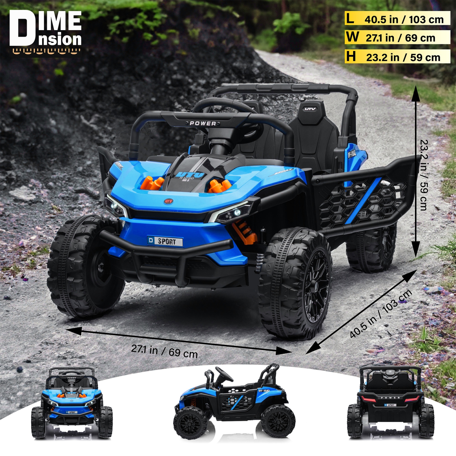 VOLTZ TOYS 1 Seater Ride-On Car, 12V 2WD UTV Buggy Electric Car with Parental Remote Control, Working Doors and LED Lights