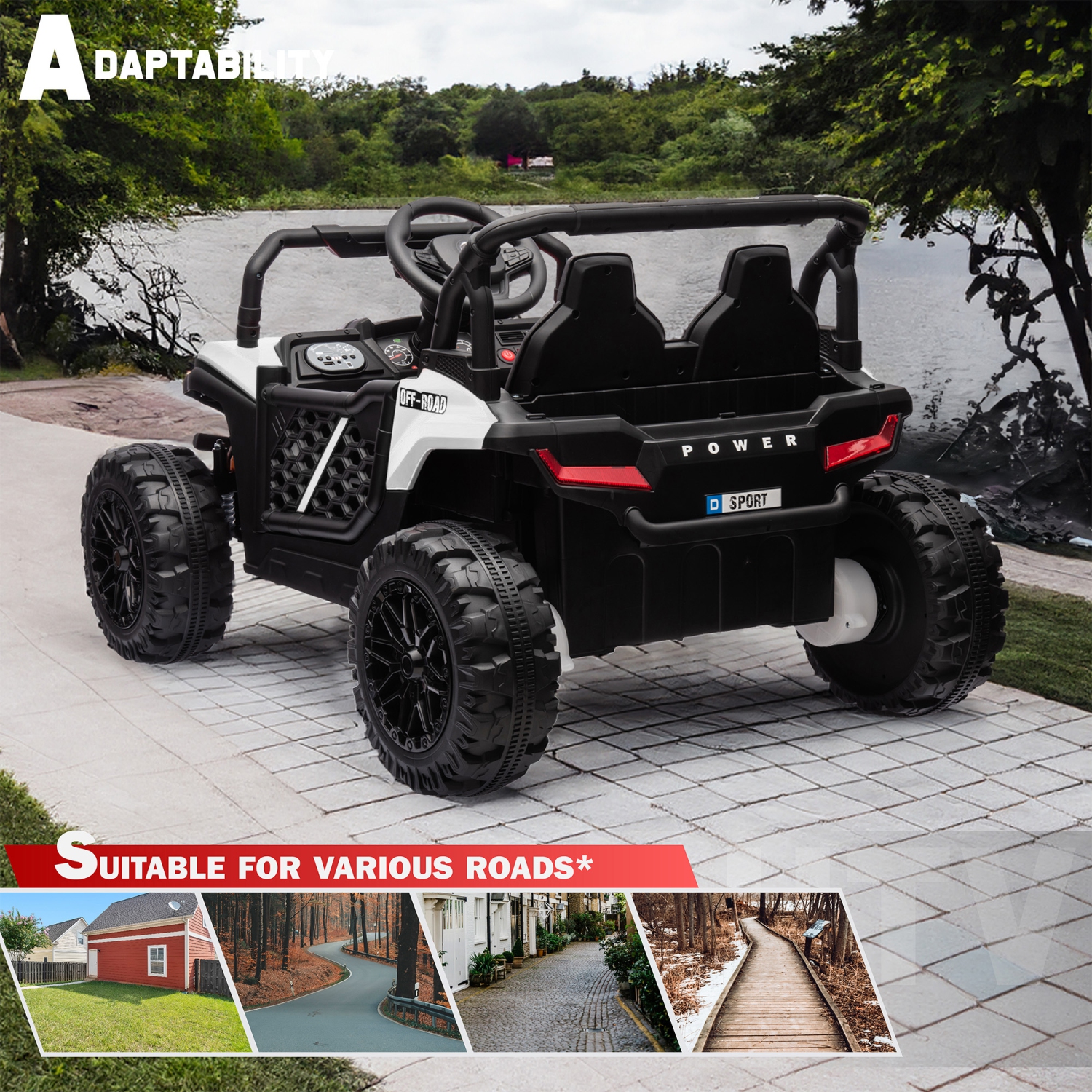 VOLTZ TOYS – voiture porteuse à 1 places, voiture électrique 12&nbsp;V 2WD pour VUTT avec télécommande parentale, portes fonctionnelles et éclairage