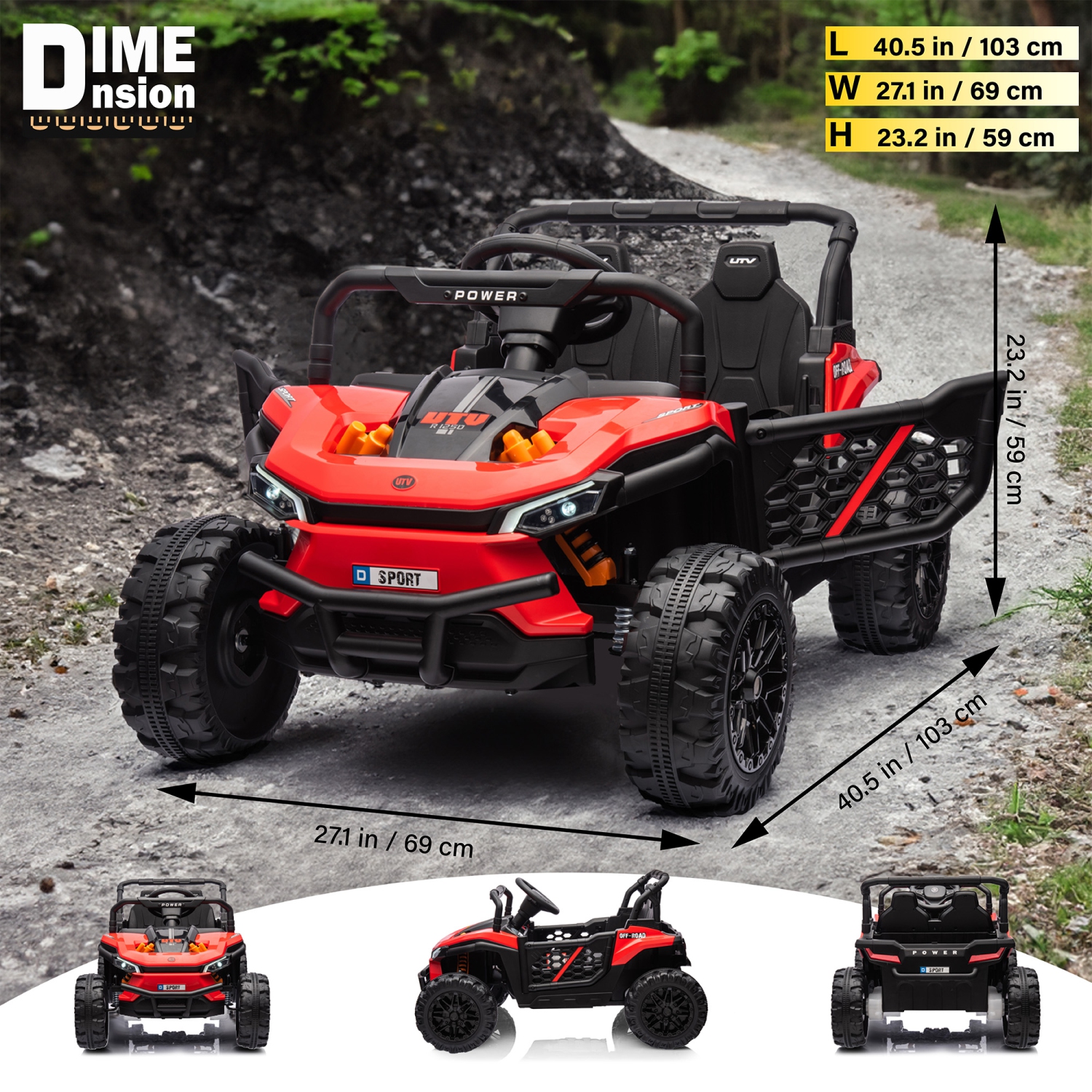 VOLTZ TOYS 1 Seater Ride-On Car, 12V 2WD UTV Buggy Electric Car with Parental Remote Control, Working Doors and LED Lights