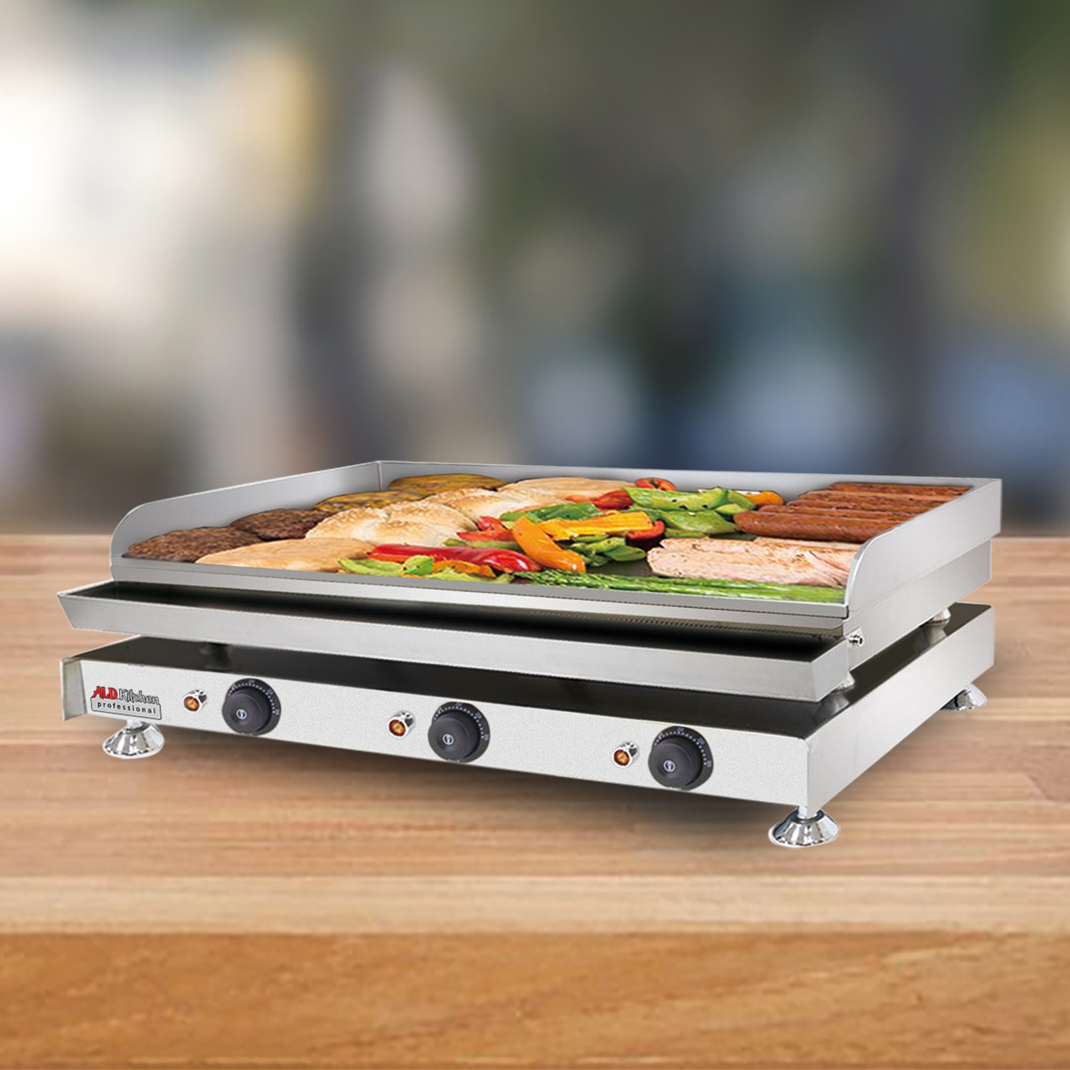 AP-417 Flat Top Griddle | The Biggest Teppanyaki Grill with Three Thermostats | 110V