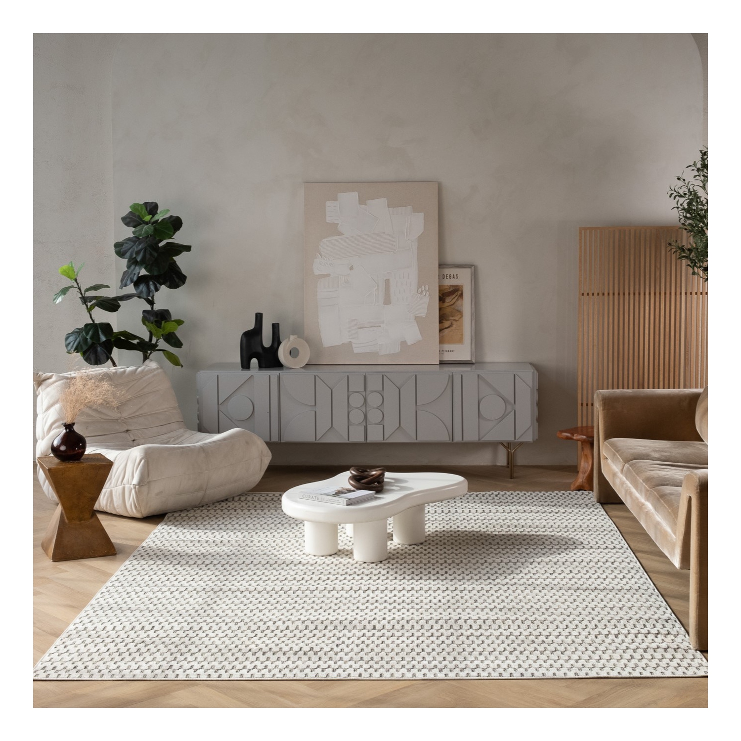 Rug Branch Lavinia Contemporary Geometric Cream/Beige Indoor Area Rug