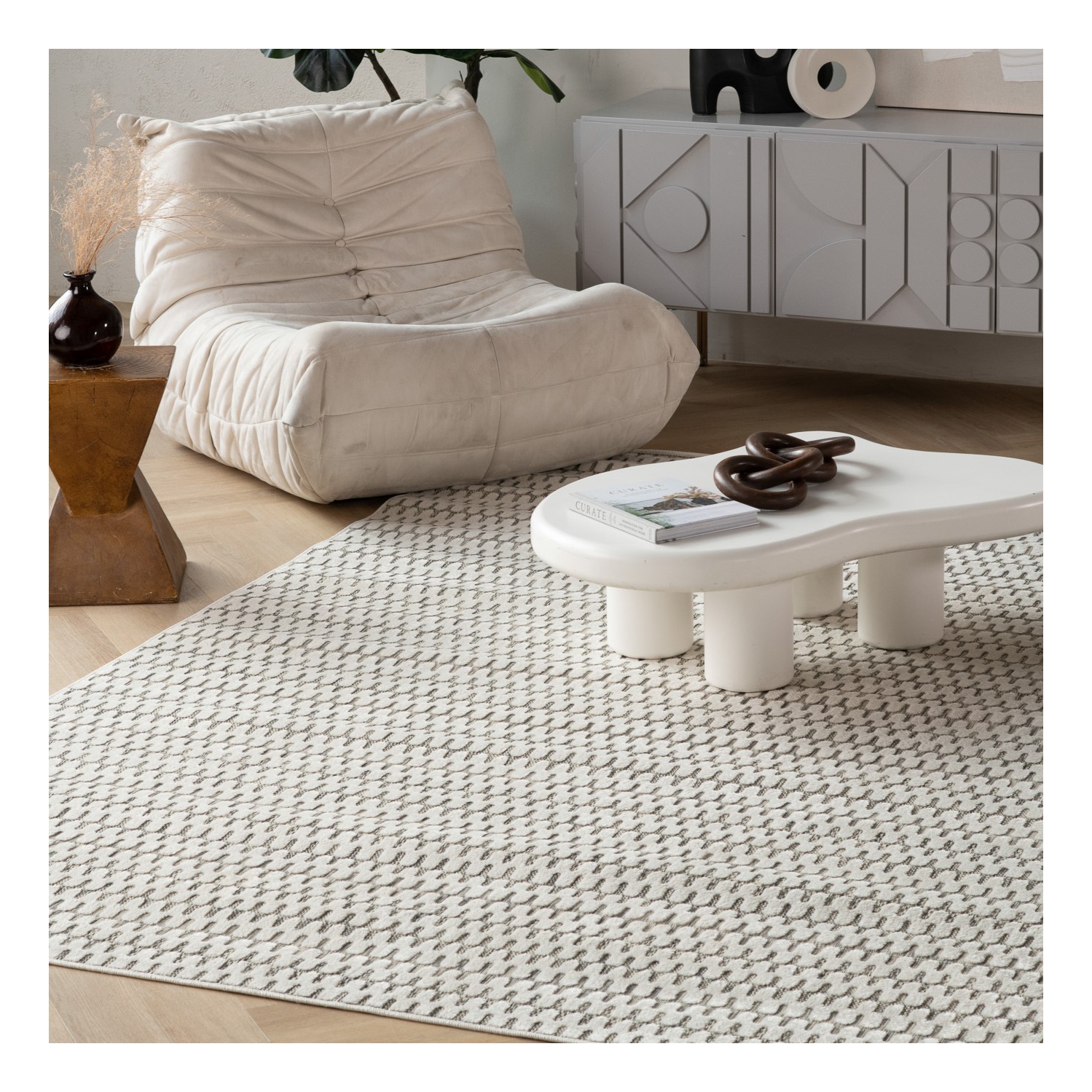 Rug Branch Lavinia Contemporary Geometric Cream/Beige Indoor Area Rug