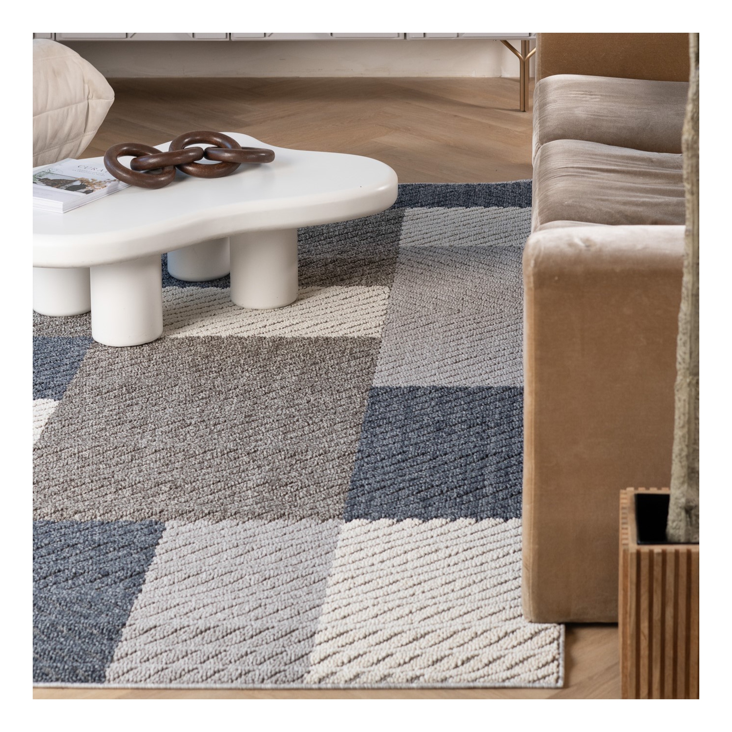 Rug Branch Mandala Contemporary Patchwork Grey/Blue Indoor Area Rug