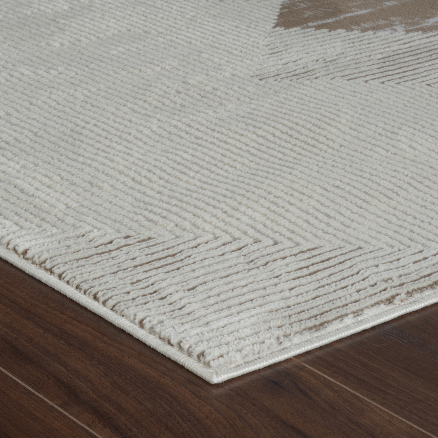 Tapis d'intérieur contemporain Lira à motif géométrique beige/brun