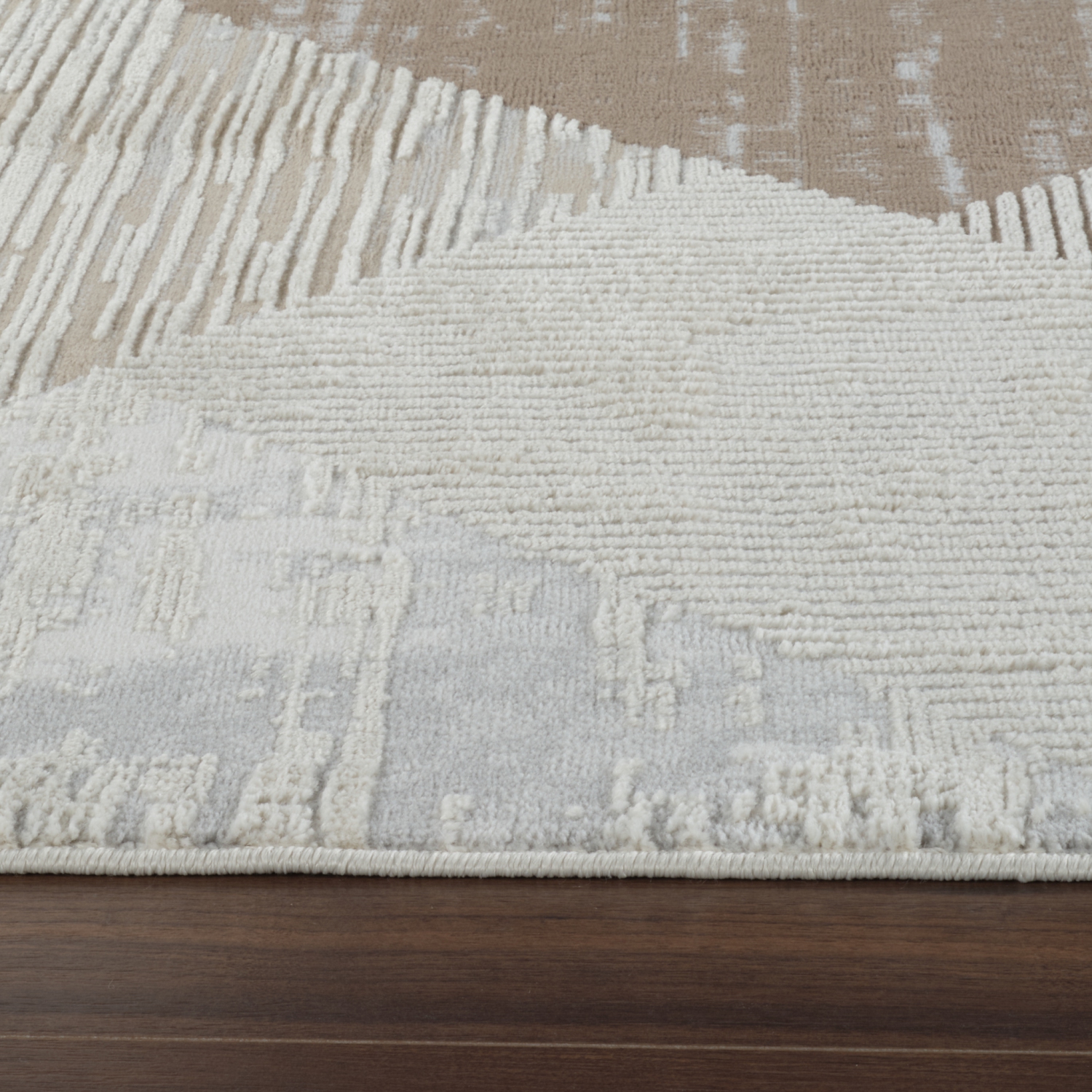 Tapis d'intérieur contemporain Lira à motif géométrique beige/brun