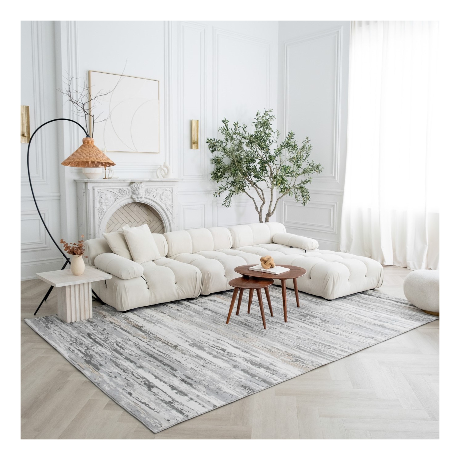 Rug Branch Nord Contemporary Abstract Grey/Beige Indoor Area Rug