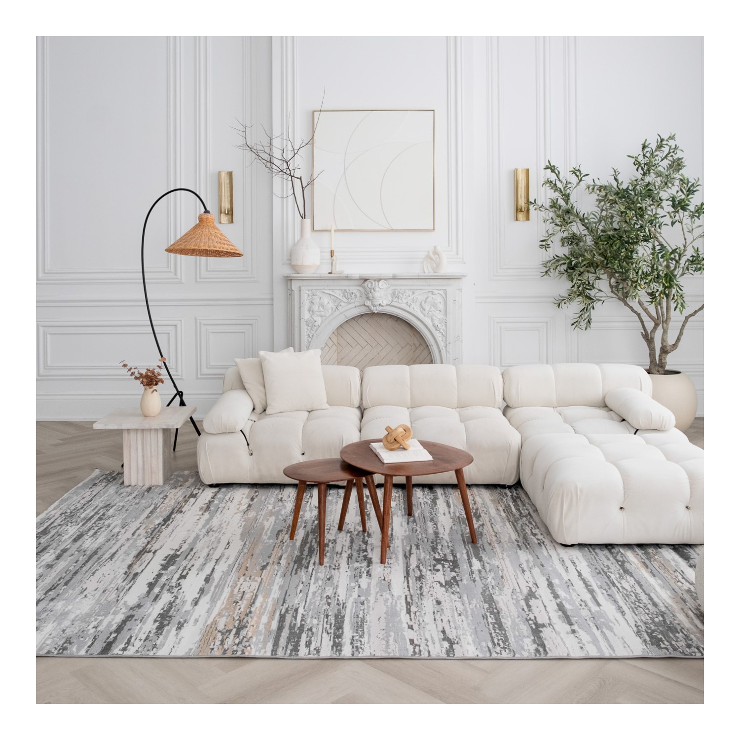 Rug Branch Nord Contemporary Abstract Grey/Beige Indoor Area Rug