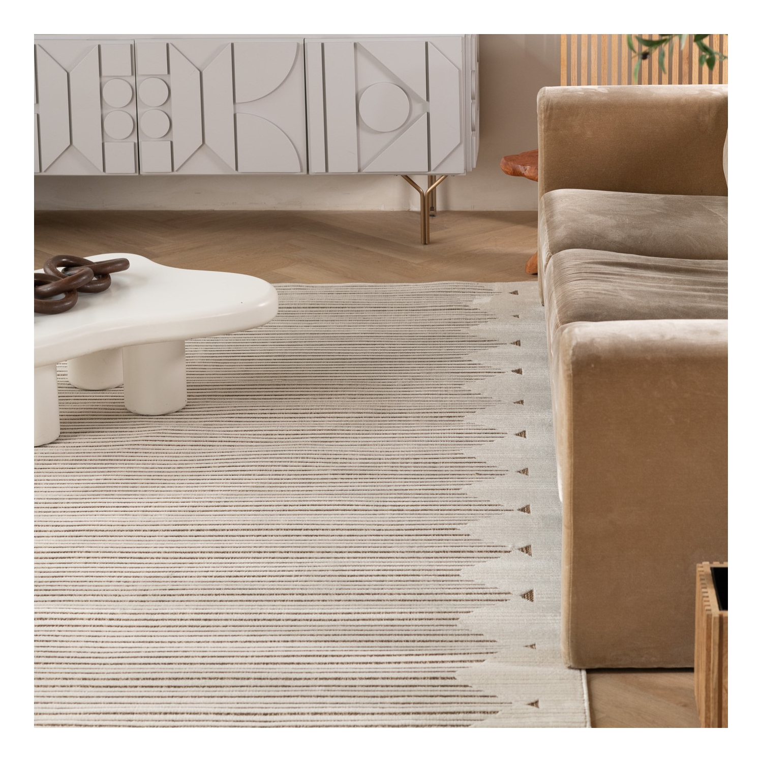 Rug Branch Zuri Contemporary Striped Beige/Brown Indoor Area Rug