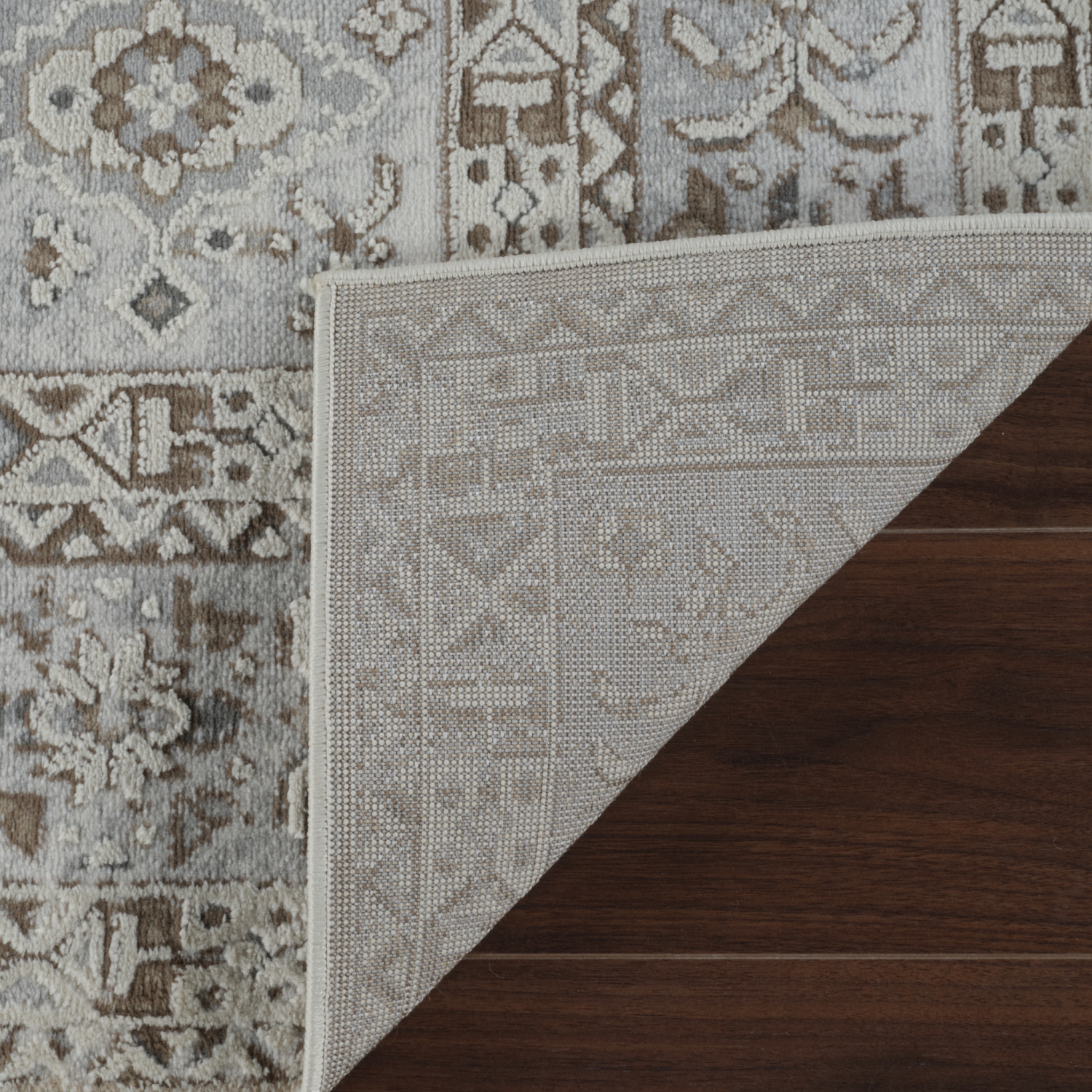 Tapis d'intérieur traditionnel à motif médaillon classique Anara beige/brun branche