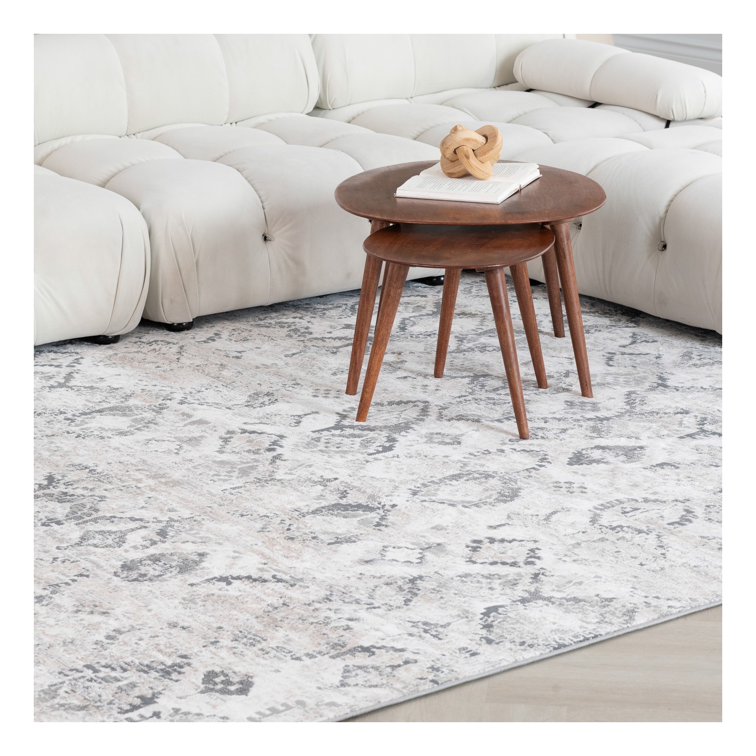 Rug Branch Ronan Traditional Distressed Medallion Beige/Grey Indoor Area Rug