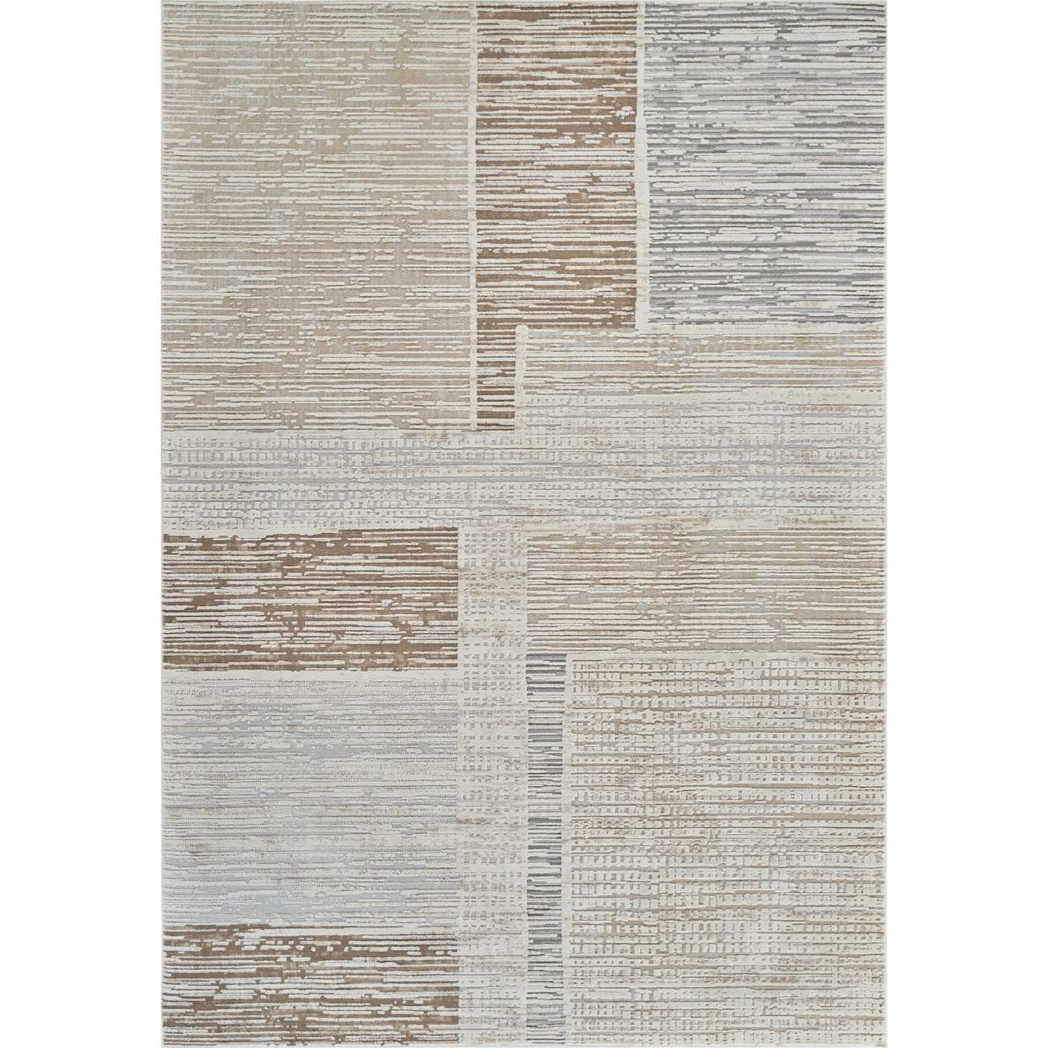 Tapis d'intérieur contemporain abstrait Nira Branch, beige/brun