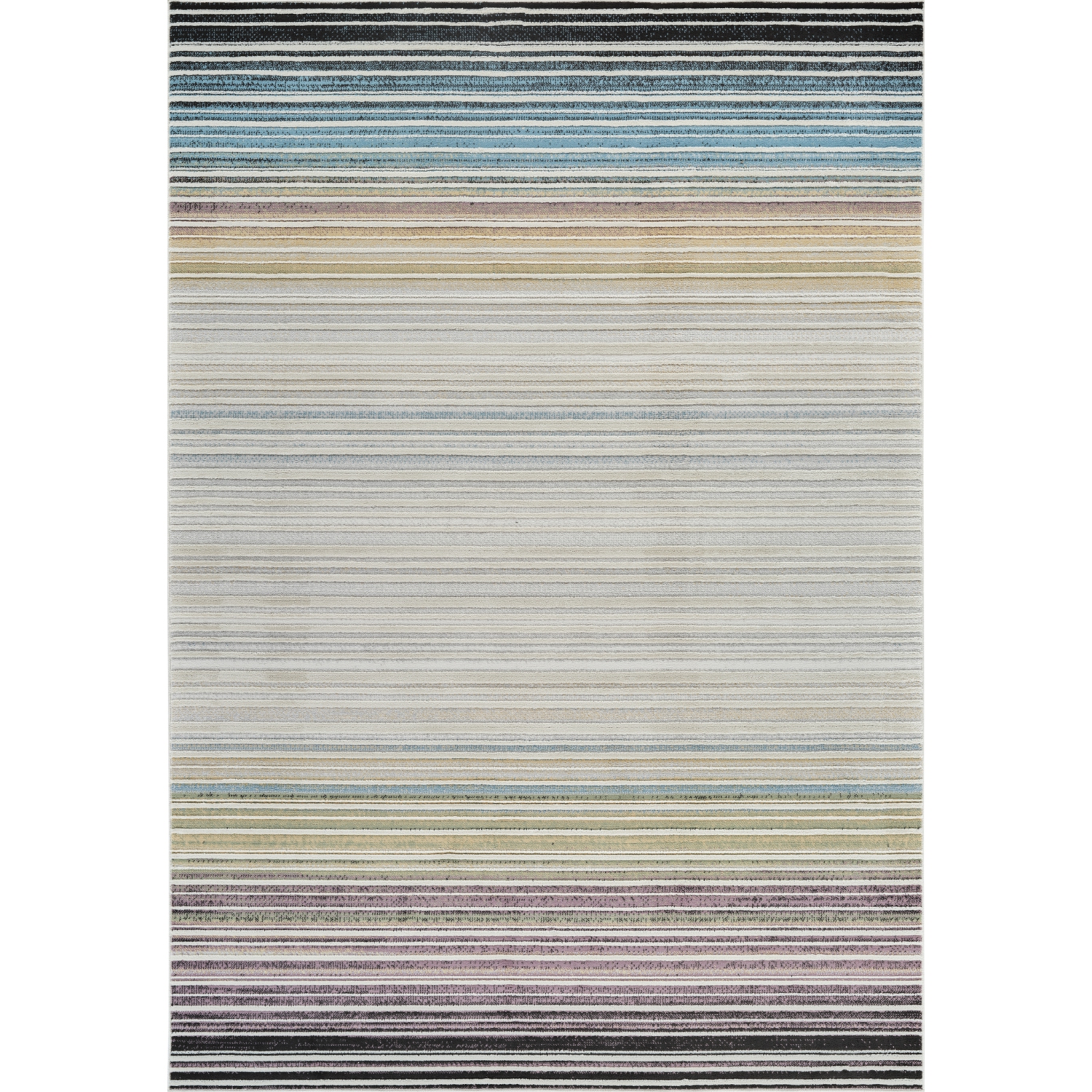 Rug Branch Mika Contemporary Striped Beige/Blue Indoor Area Rug